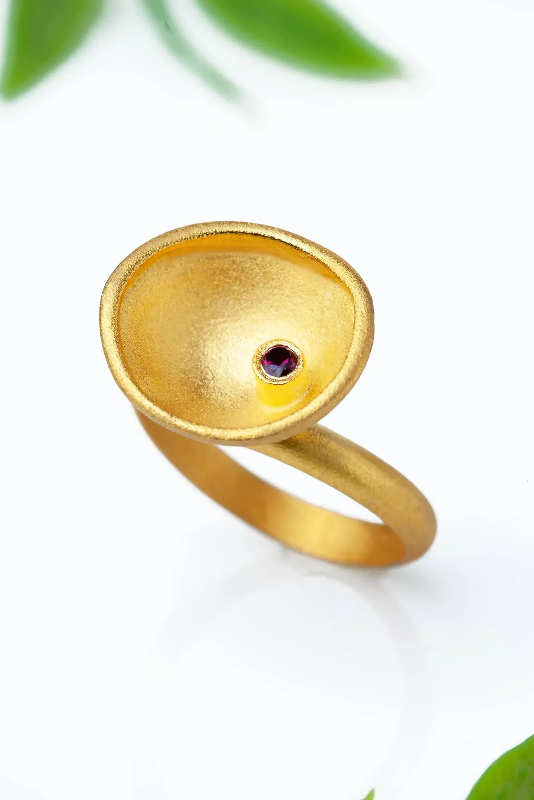 Handmade Jewellery | Garnet gold plated silver ring gallery 1