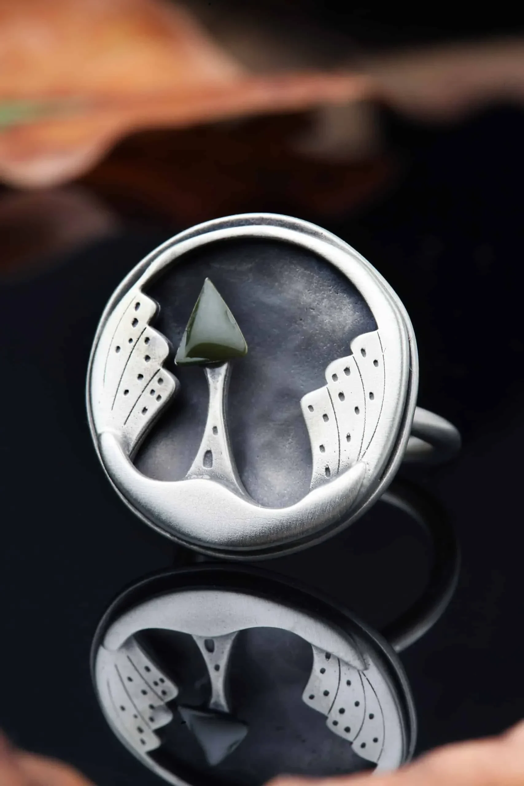 Handmade Jewellery | Night city handmade silver round ring gallery 2