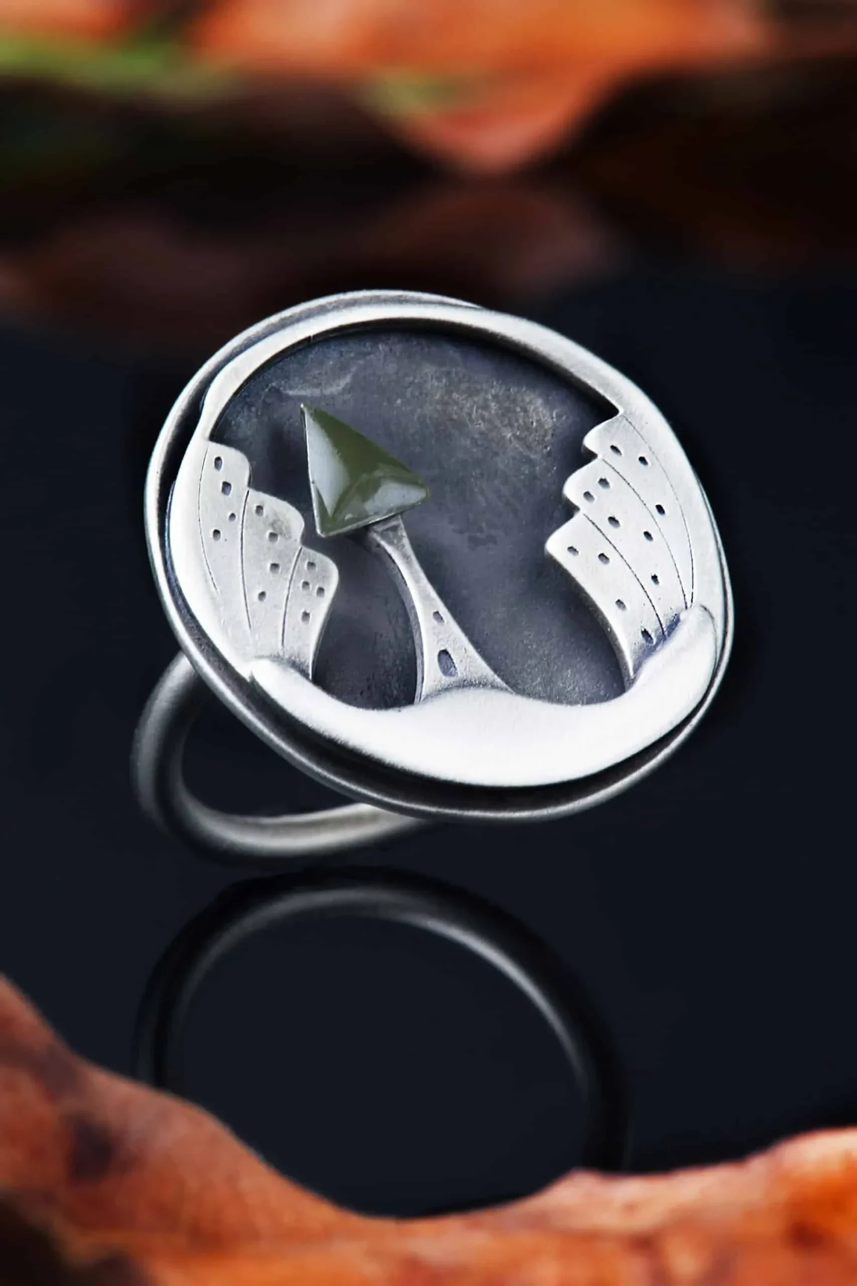 Handmade Jewellery | Night city handmade silver round ring gallery 1