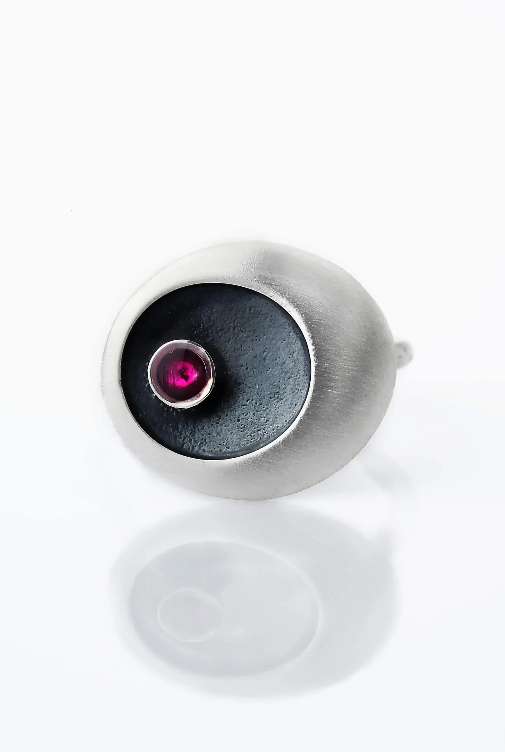 Handmade Jewellery | Oval oxidized silver ring with enamel gallery 1