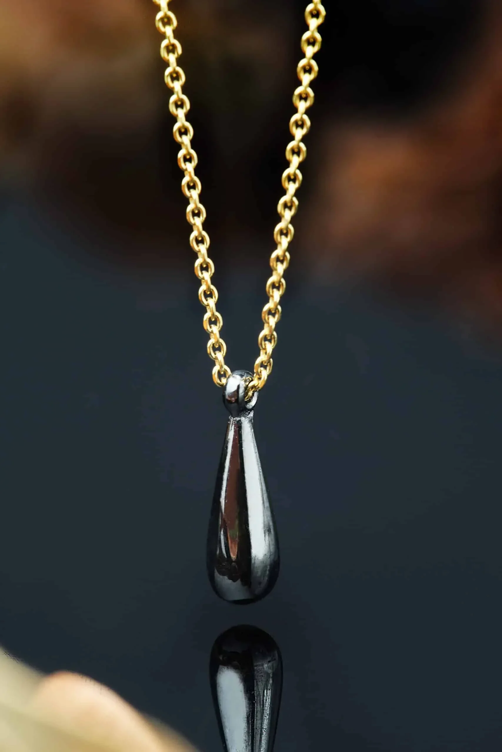 Handmade Jewellery | Drop black rhodium plated silver pendant gallery 1