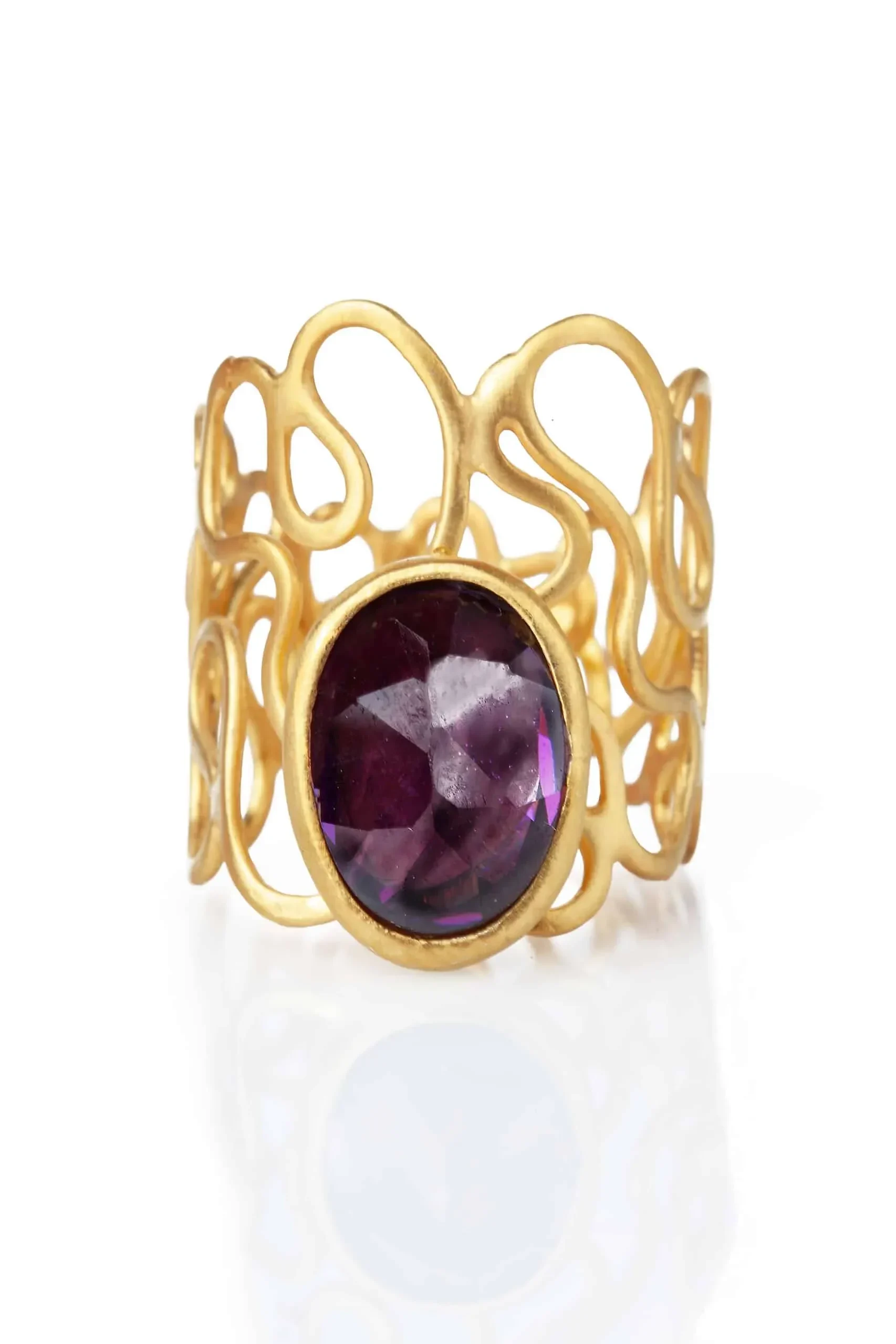 Handmade Jewellery | Amethyst gold plated silver ring gallery 1