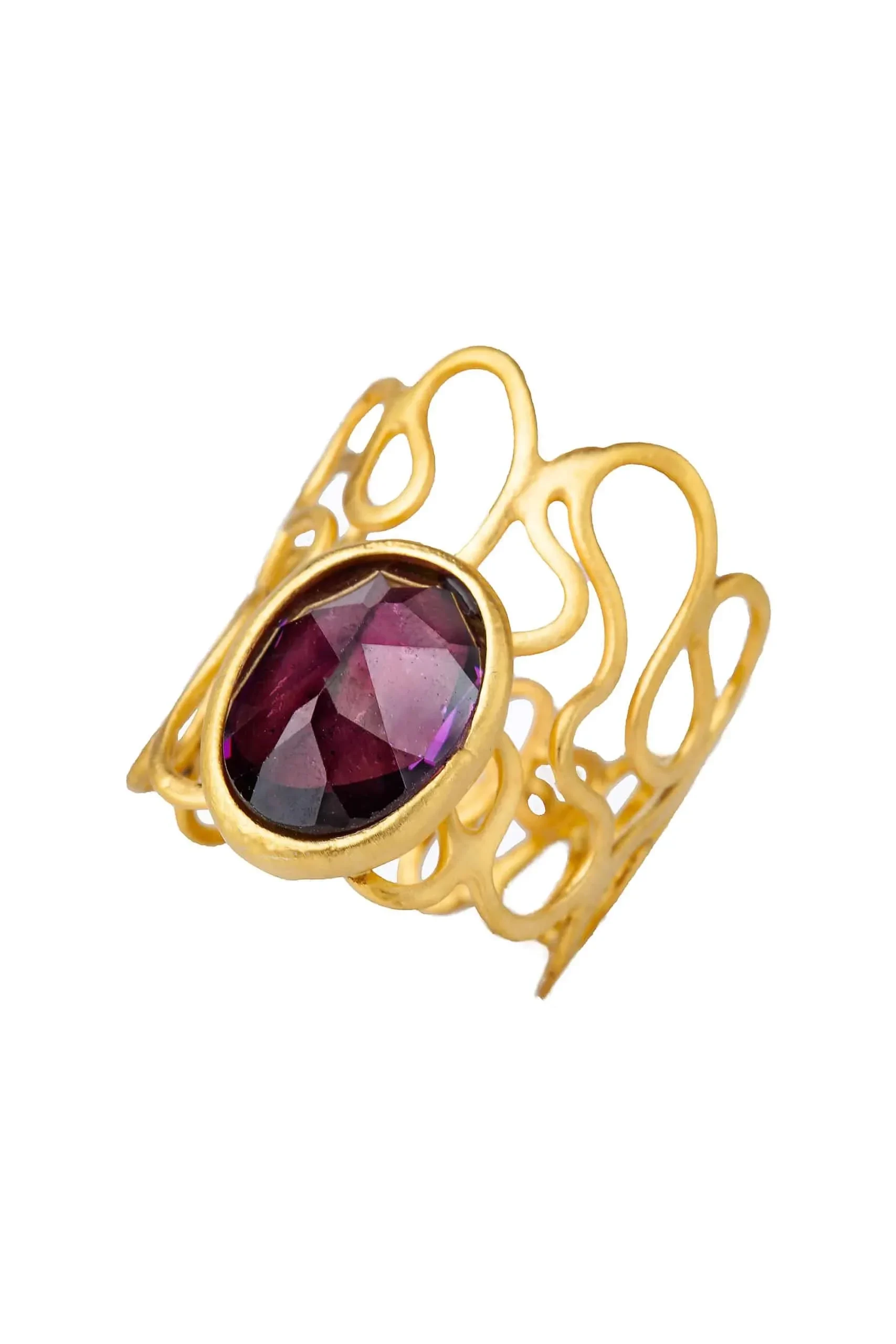 Handmade Jewellery | Amethyst gold plated silver ring main