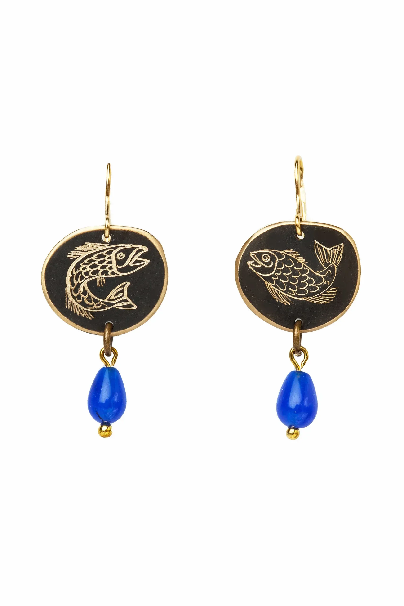 Handmade Jewellery | Fish engraved bronze earrings main