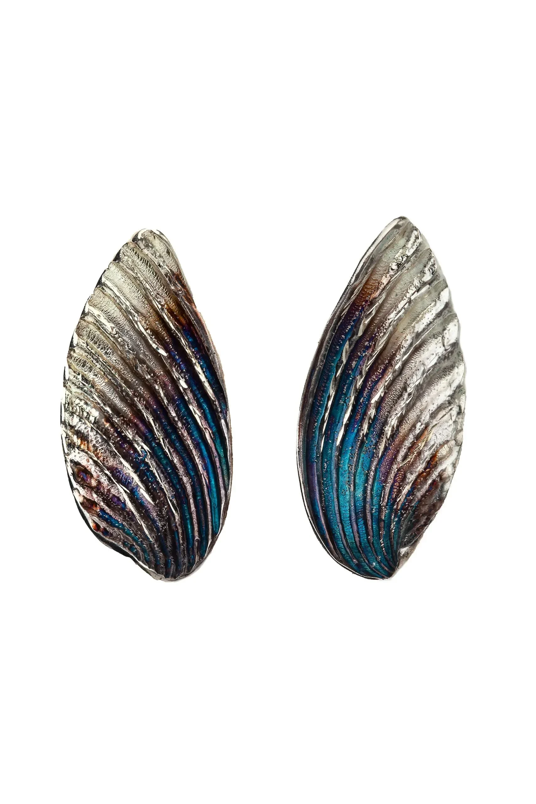 Handmade Jewellery | Seashell stud silver earrings main