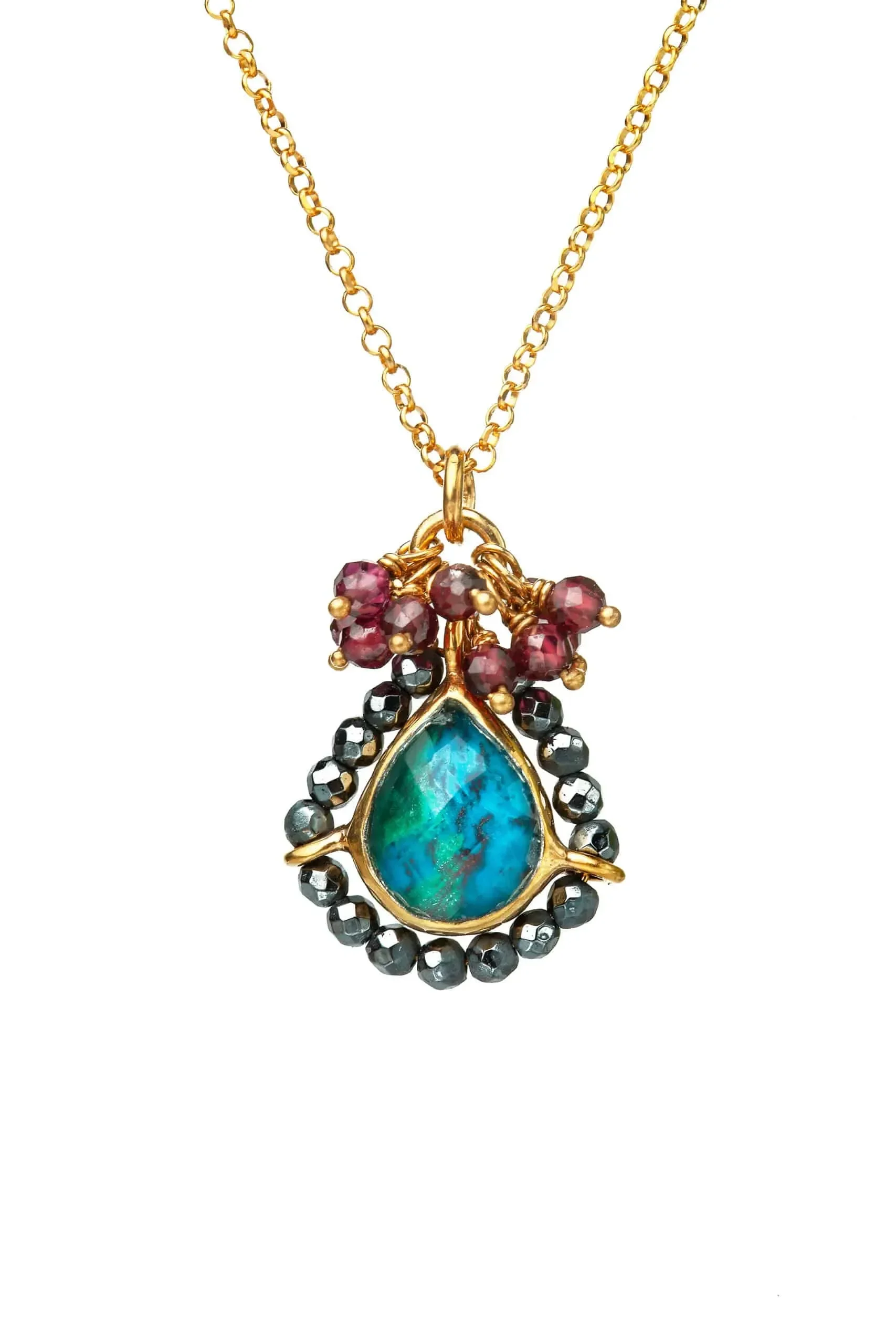 Handmade Jewellery | Chrysocolla gold plated silver pendant main