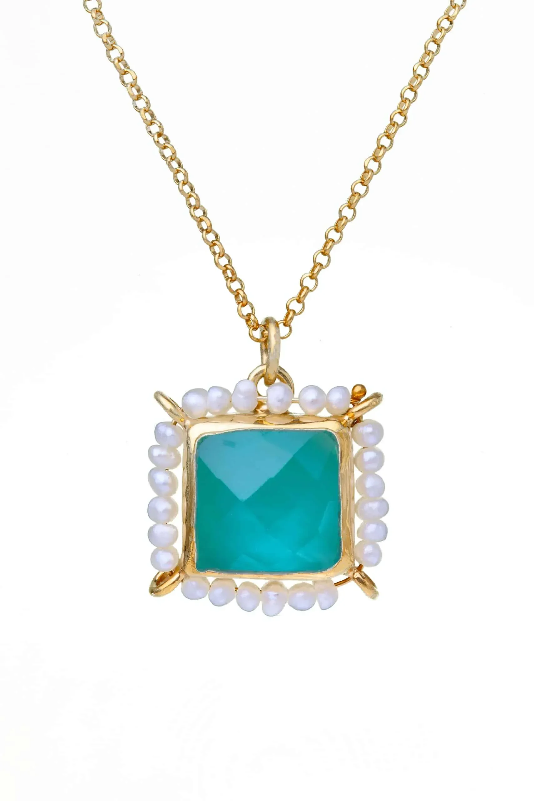 Handmade Jewellery | Aquaprase gold plated silver pendant main