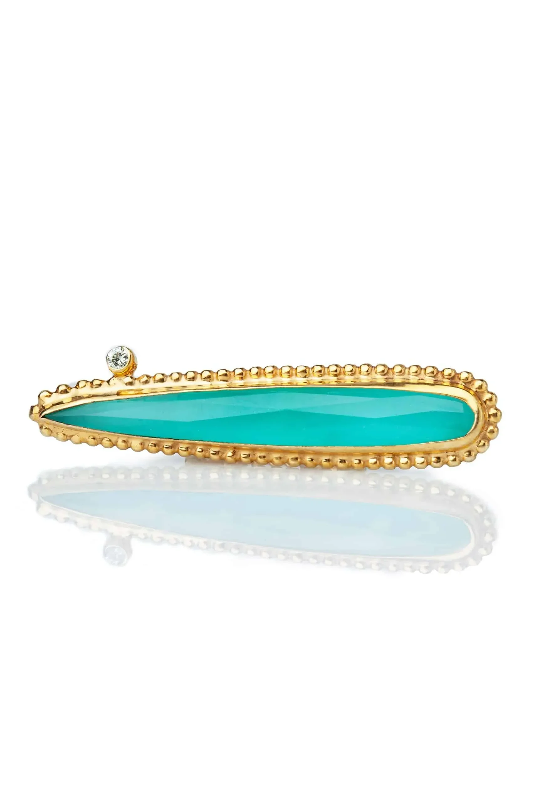 Handmade Jewellery | Chalcedony and diamond gold plated silver ring gallery 1