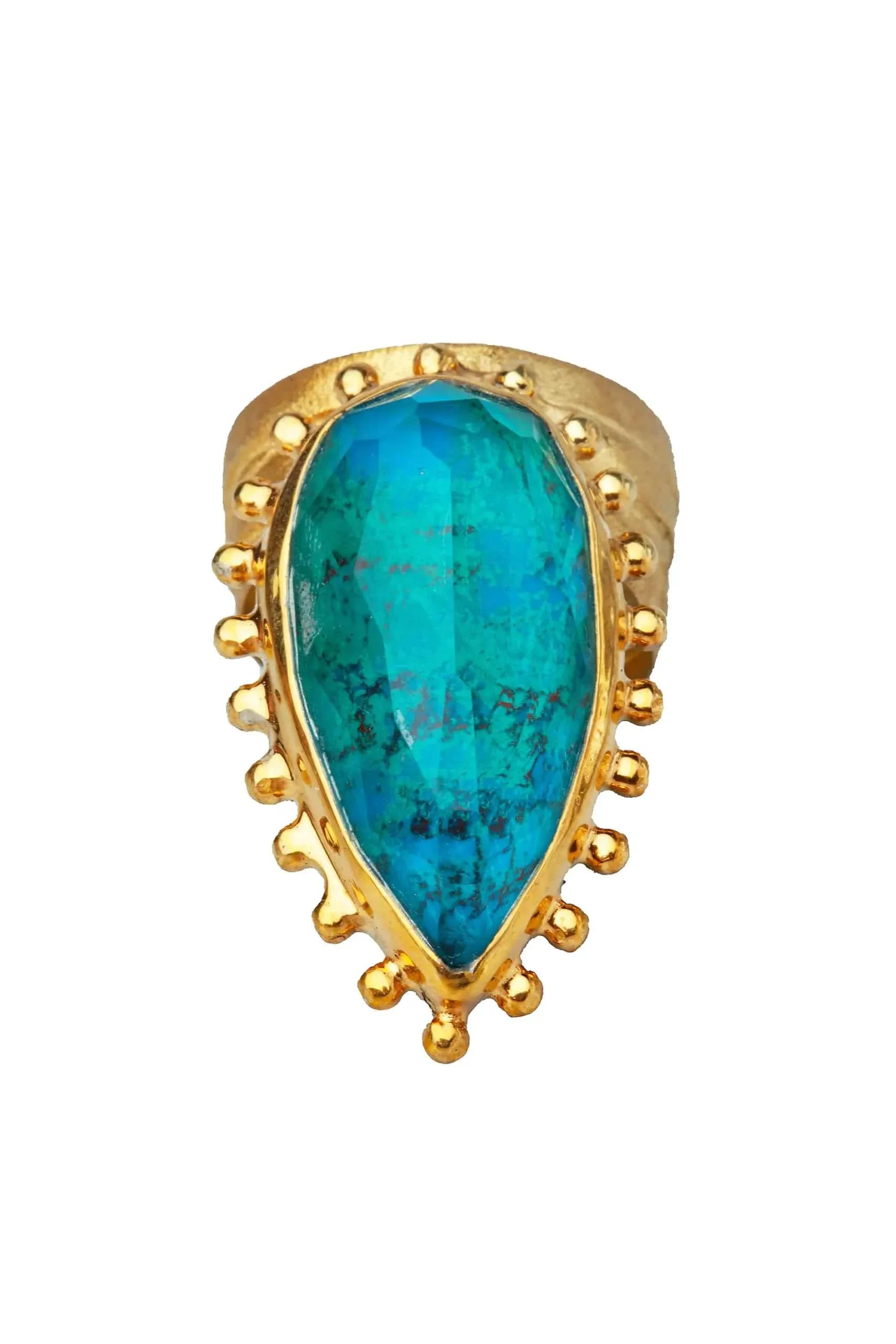 Handmade Jewellery | Chrysocolla gold plated silver ring main