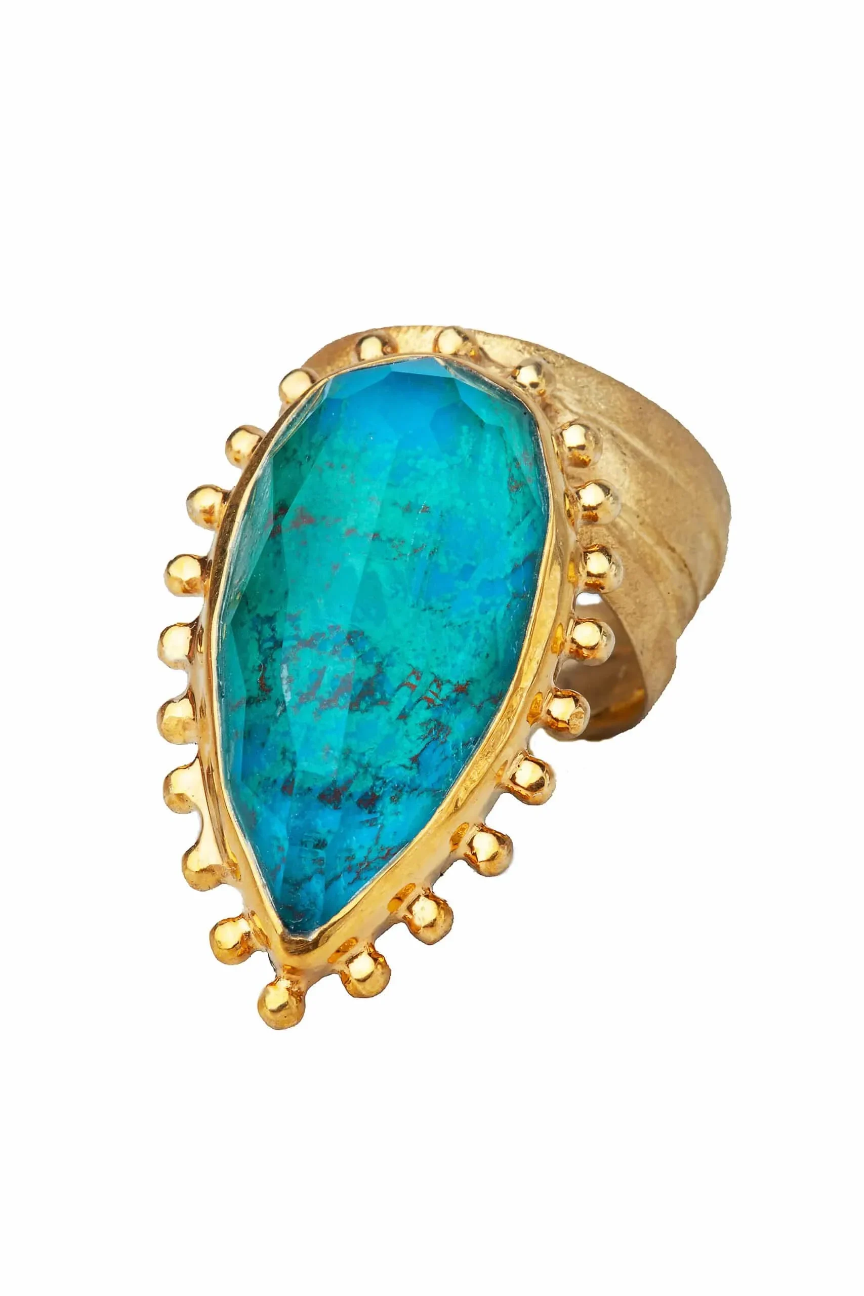 Handmade Jewellery | Chrysocolla gold plated silver ring gallery 2