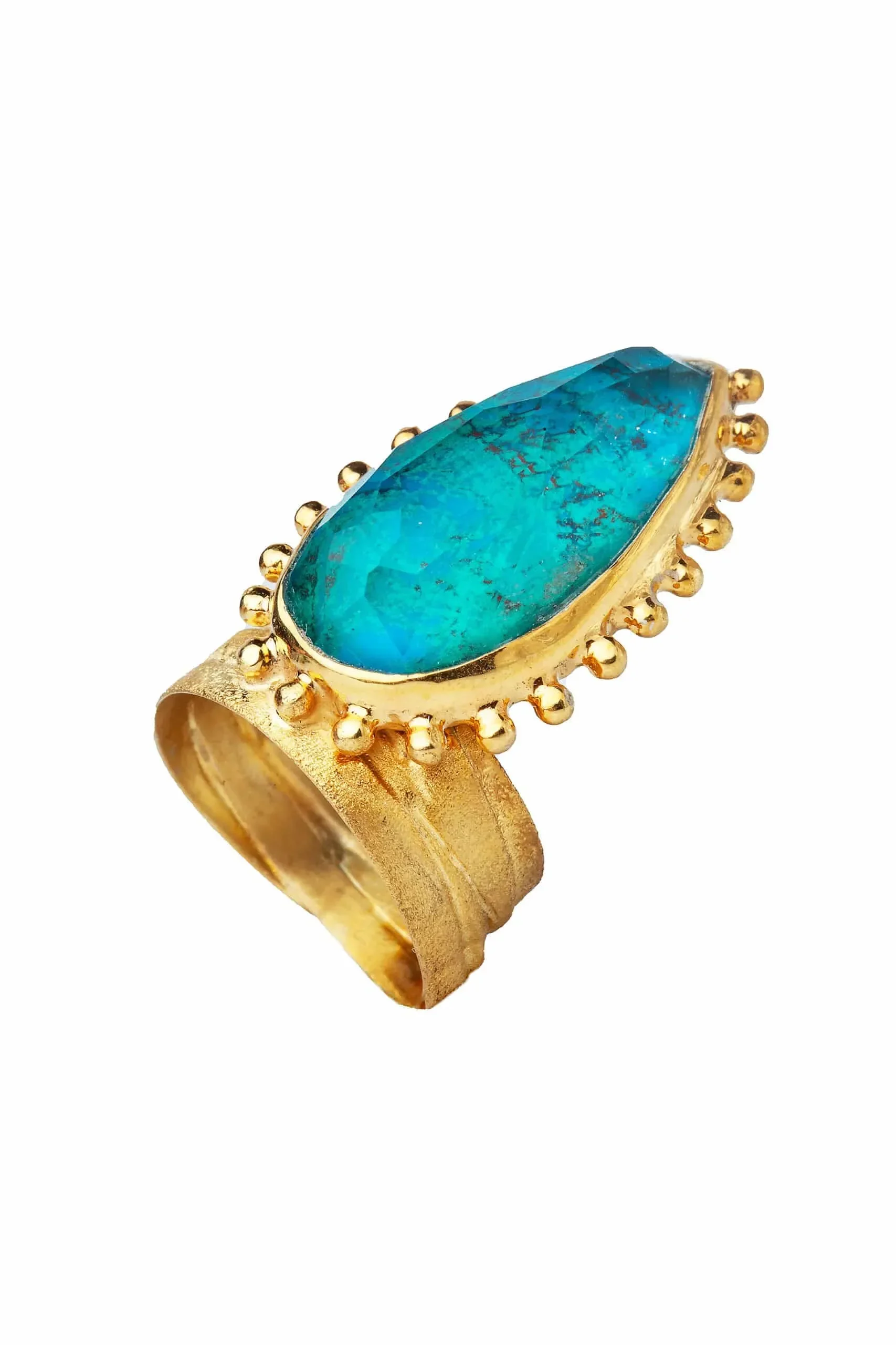 Handmade Jewellery | Chrysocolla gold plated silver ring gallery 1