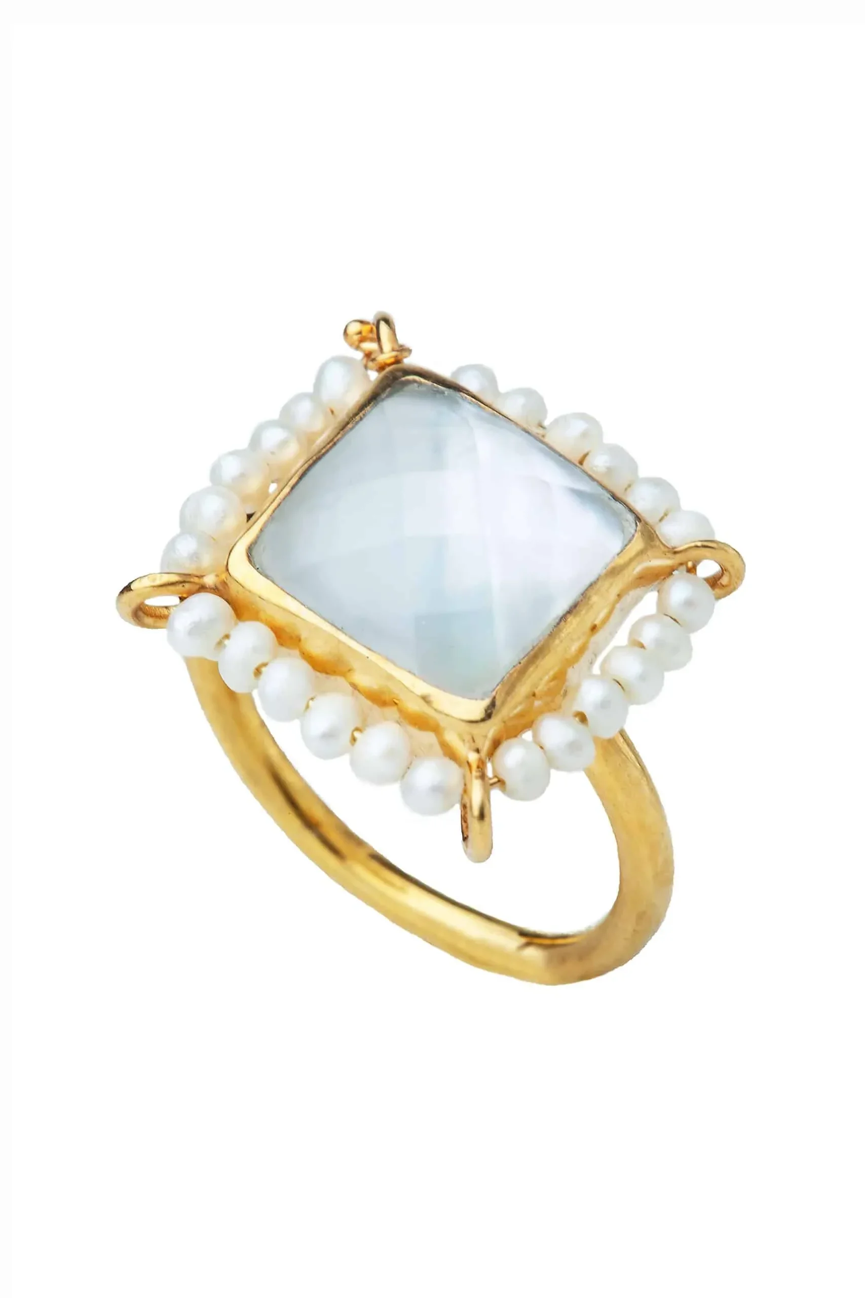 Handmade Jewellery | Mother of pearl silver ring combined with pearls main