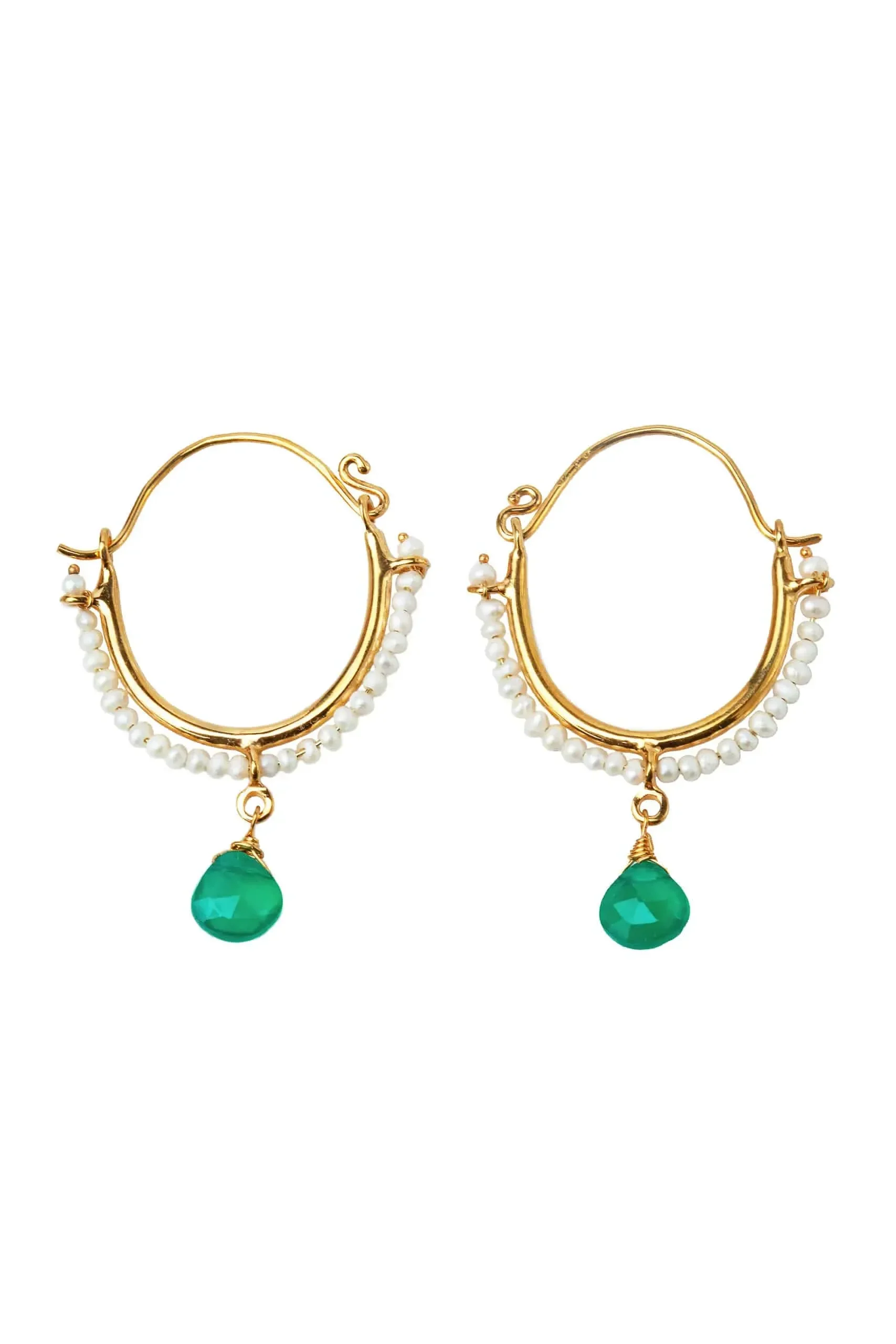 Handmade Jewellery | Gold plated silver pearl hoops gallery 1