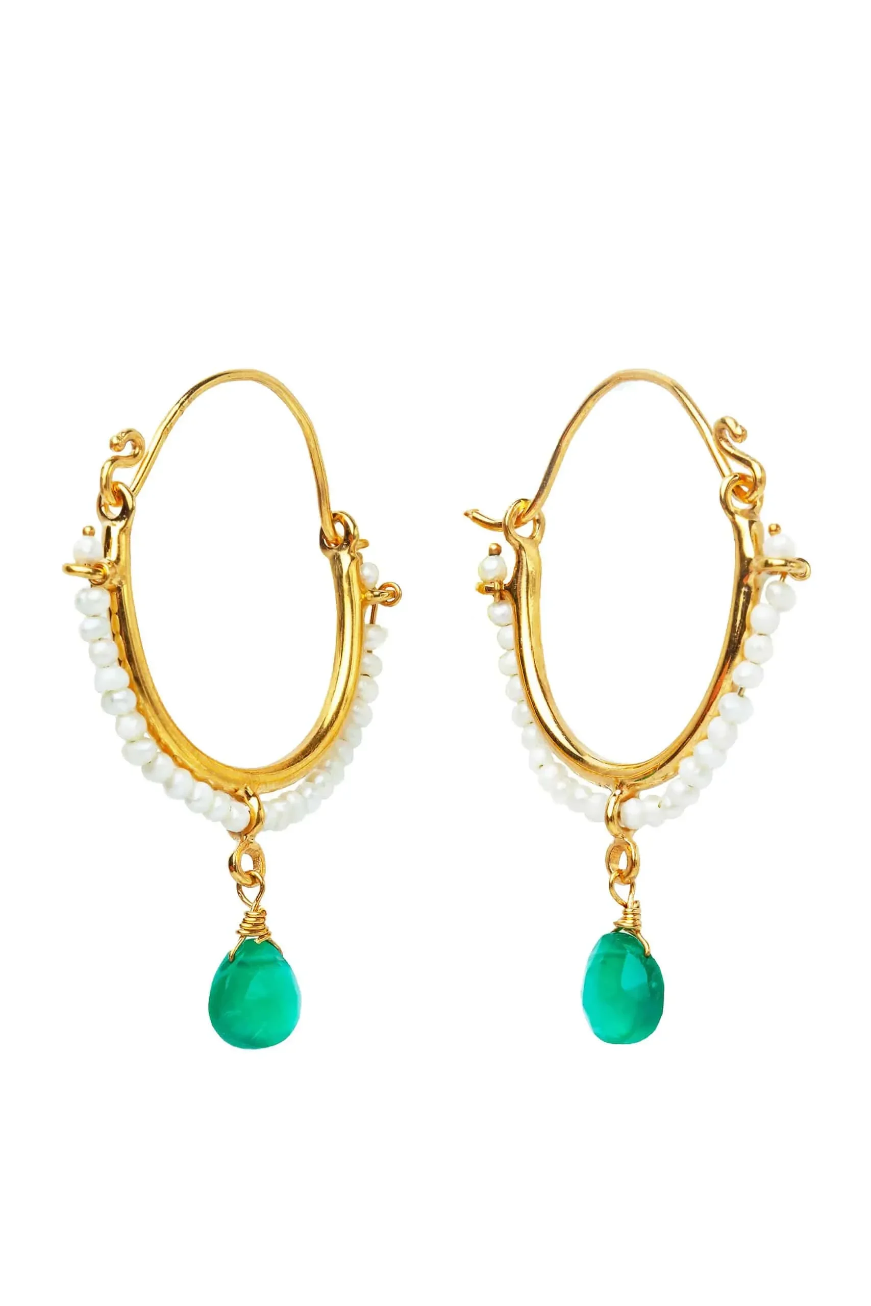 Handmade Jewellery | Gold plated silver pearl hoops main