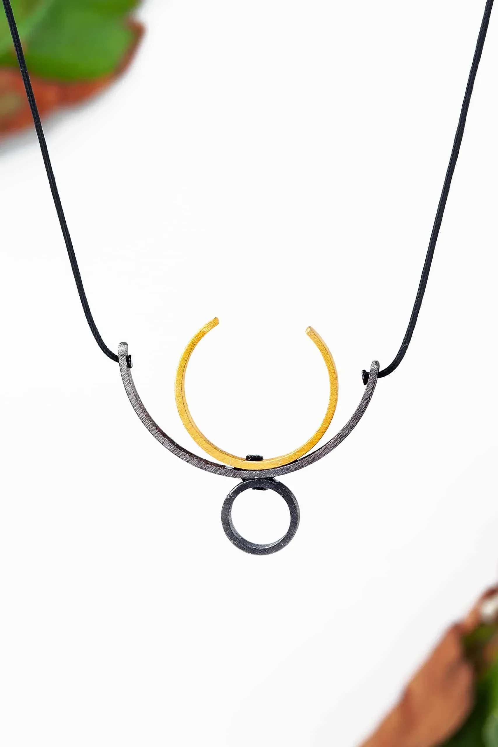 Handmade Jewellery | Minimal geometric multi plated bronze necklace gallery 1