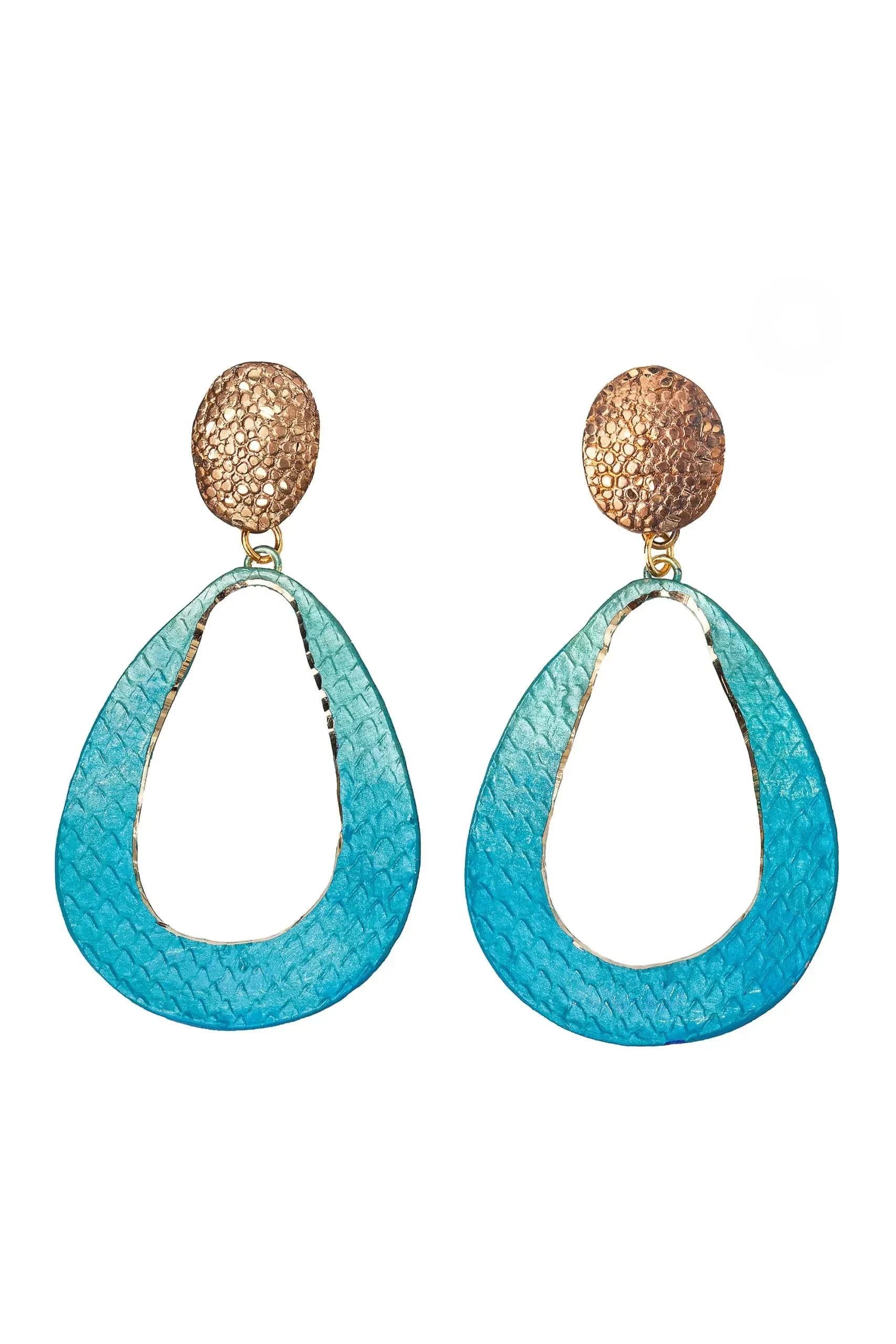 Handmade Jewellery | Drop bronze earrings with turquoise patina main