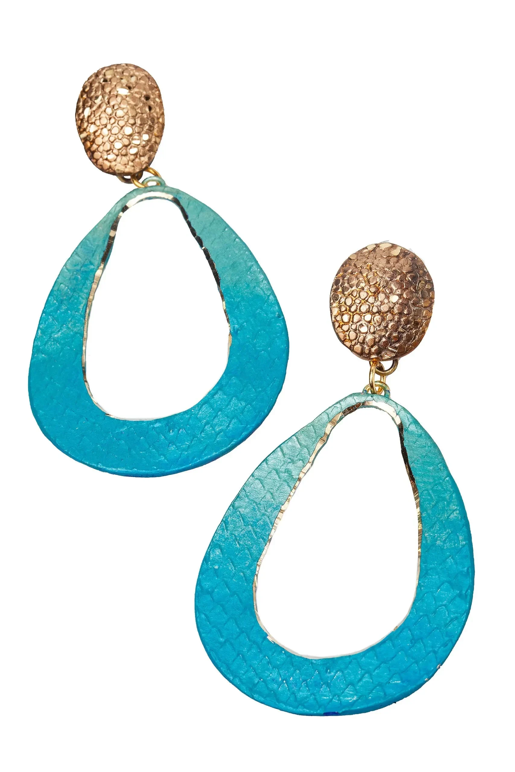 Handmade Jewellery | Drop bronze earrings with turquoise patina gallery 1