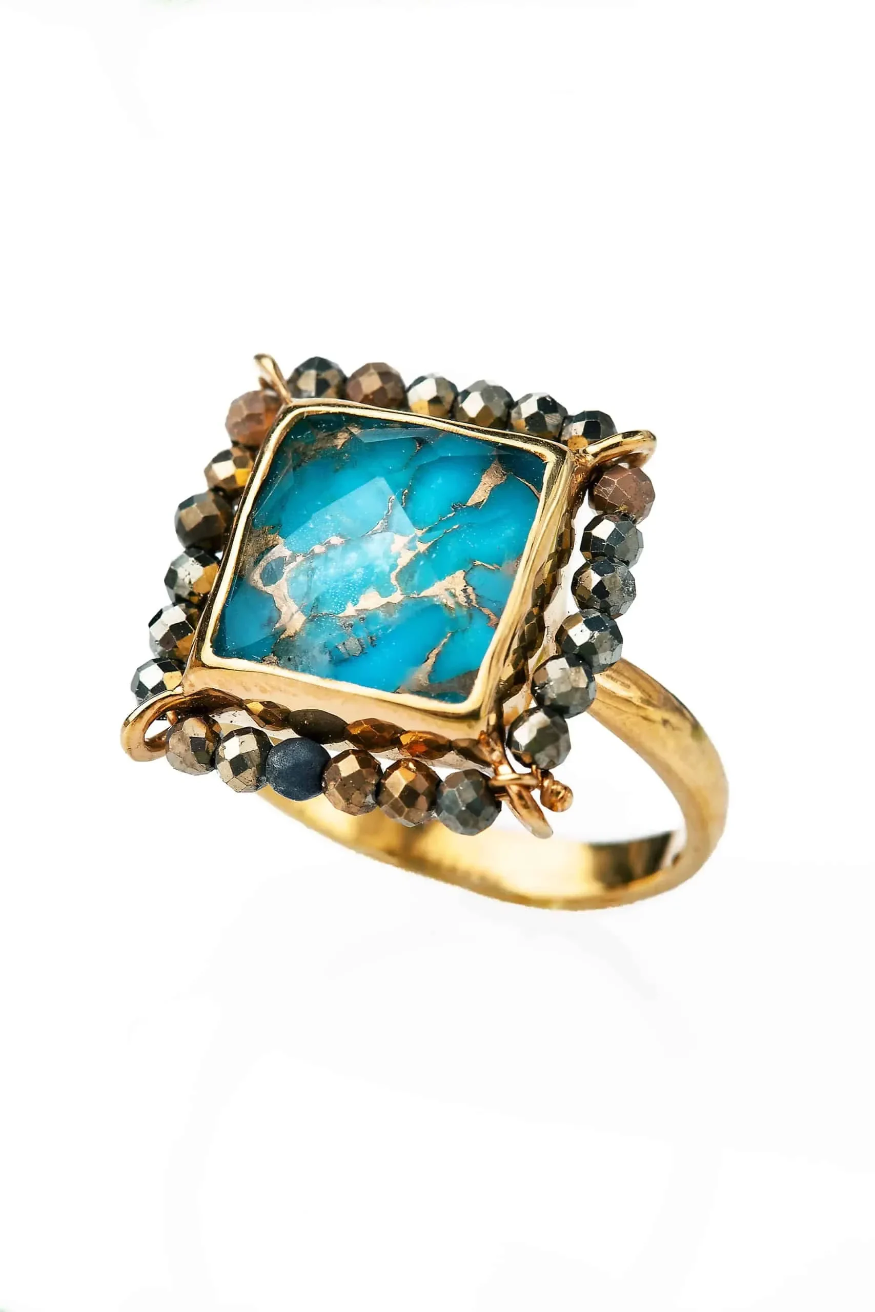 Handmade Jewellery | Turquoise gold plated silver ring main