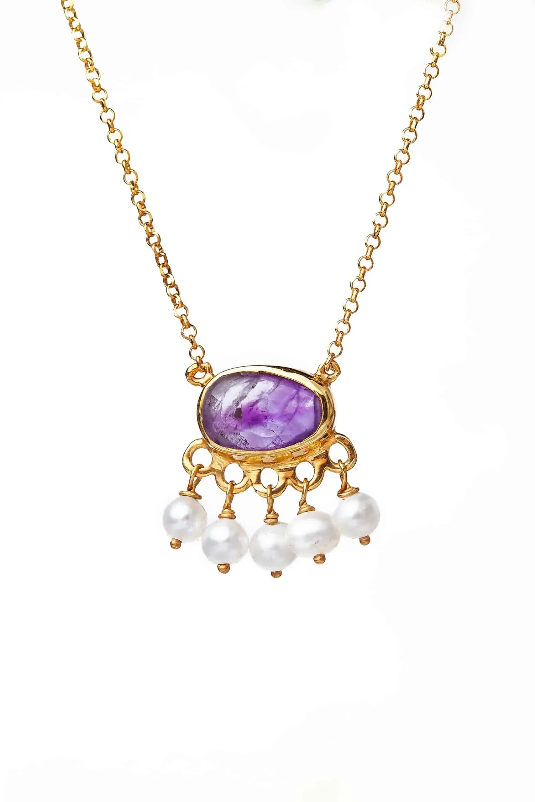 Amethyst gold plated silver necklace