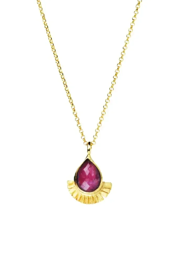 Ruby gold plated silver pendant