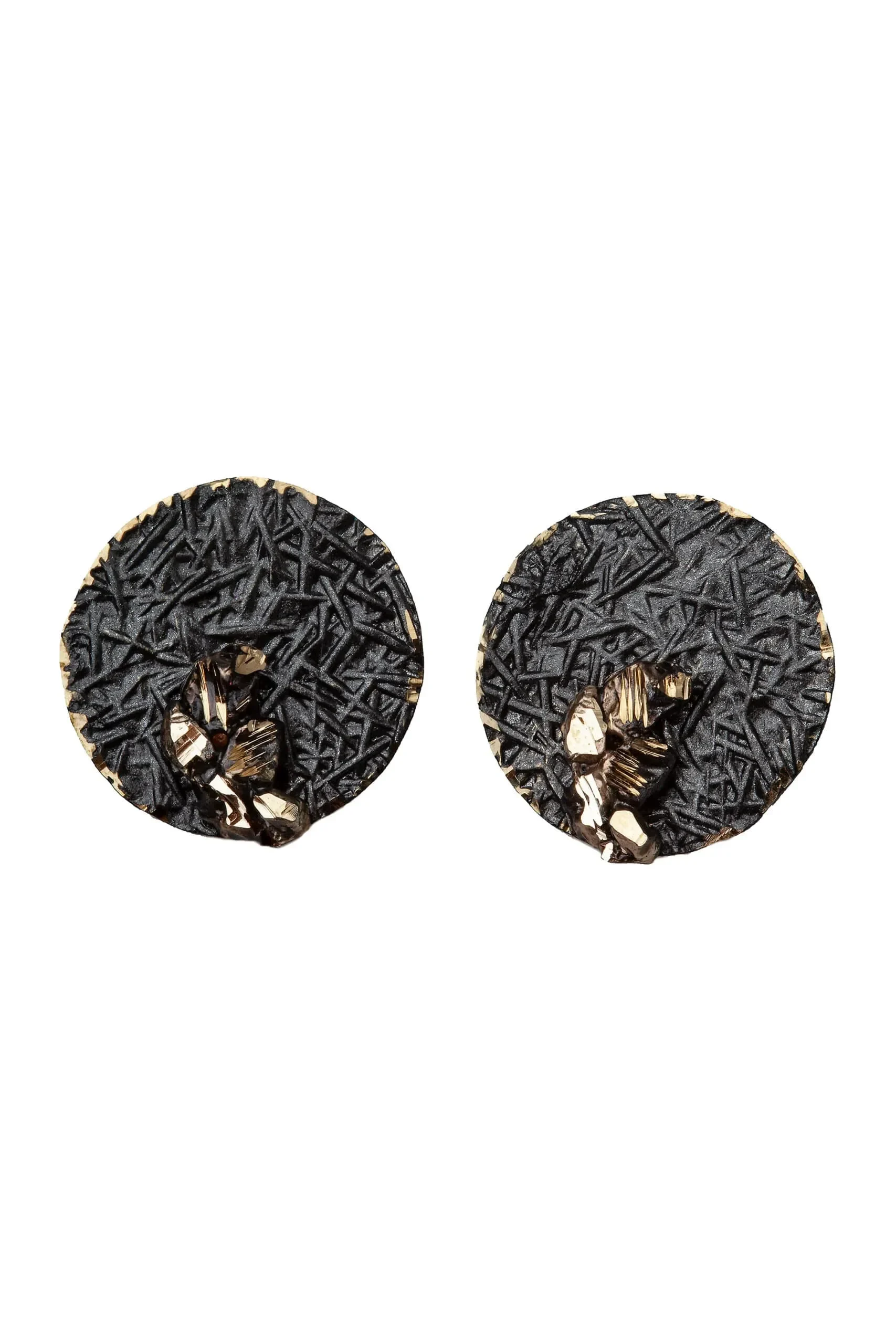 Handmade Jewellery | Round stud bronze earrings with black patina main