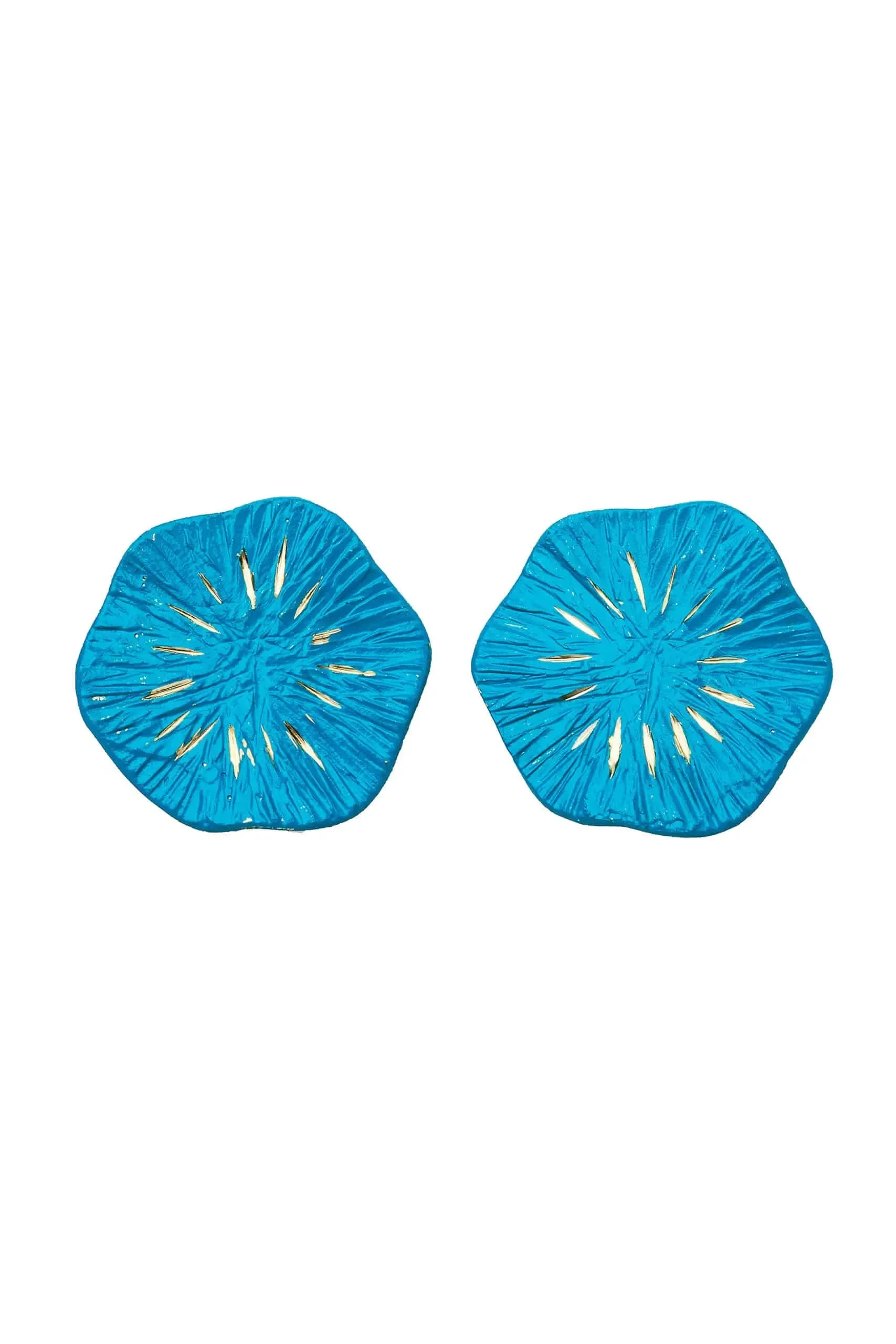 Handmade Jewellery | Round stud bronze earrings with turquoise patina main