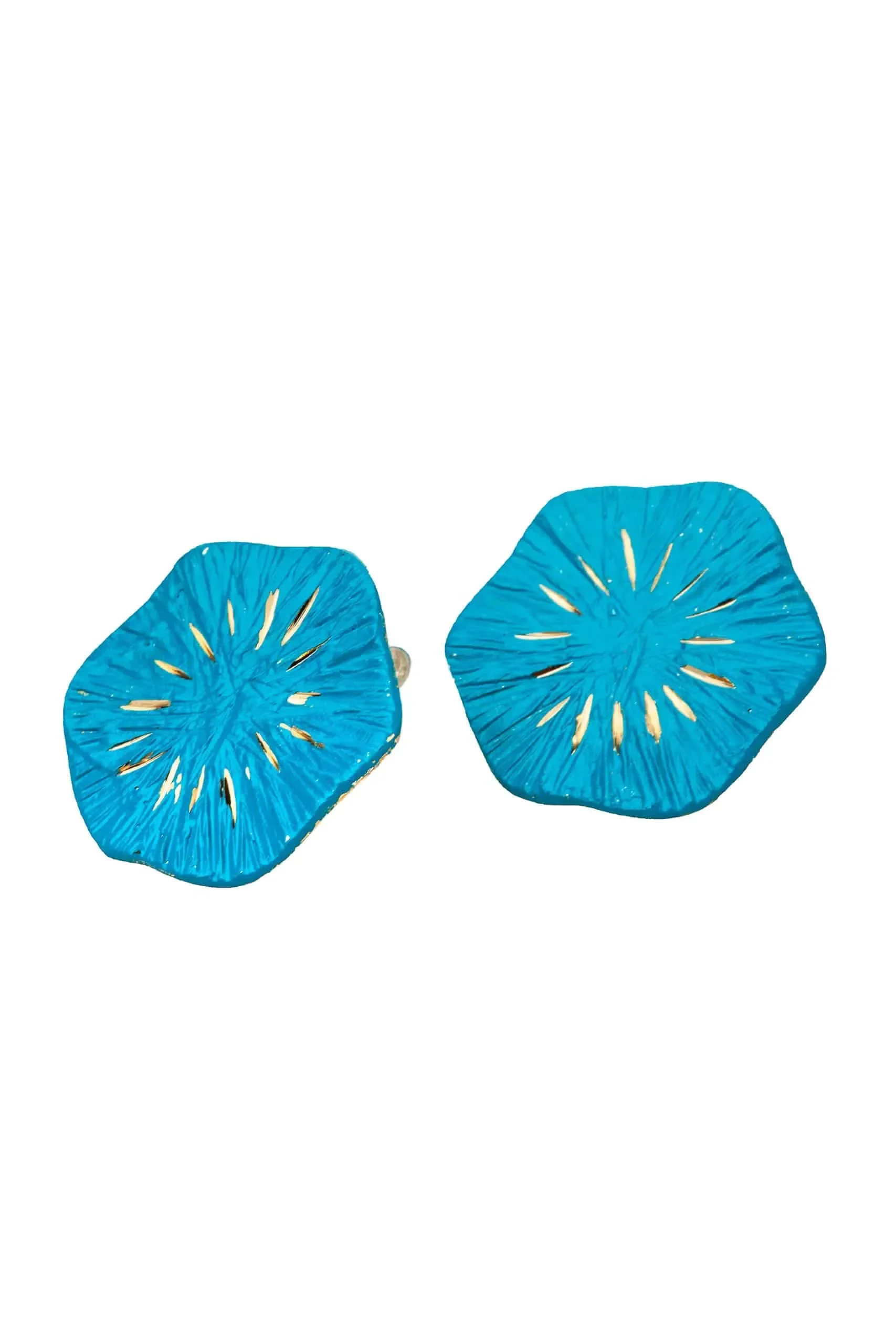 Handmade Jewellery | Round stud bronze earrings with turquoise patina gallery 1