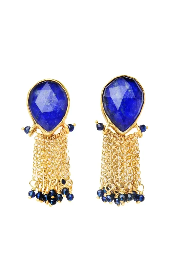 Handmade Jewellery | Lapis lasuli gold plated silver earrings main