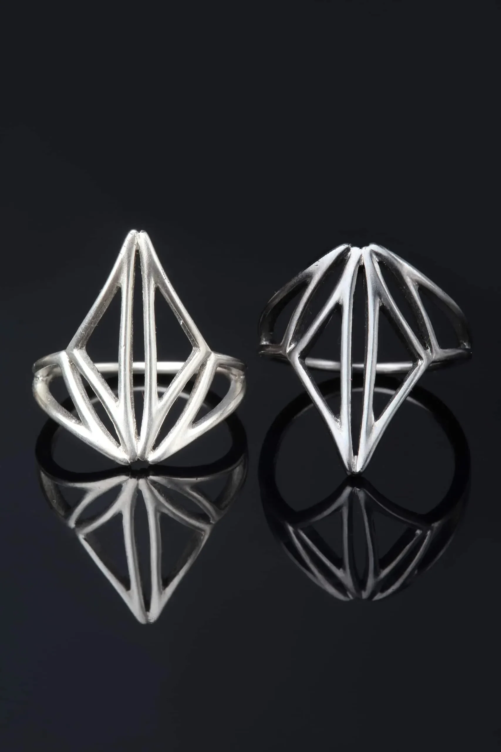 Handmade Jewellery | Minimal geometric black silver ring gallery 3