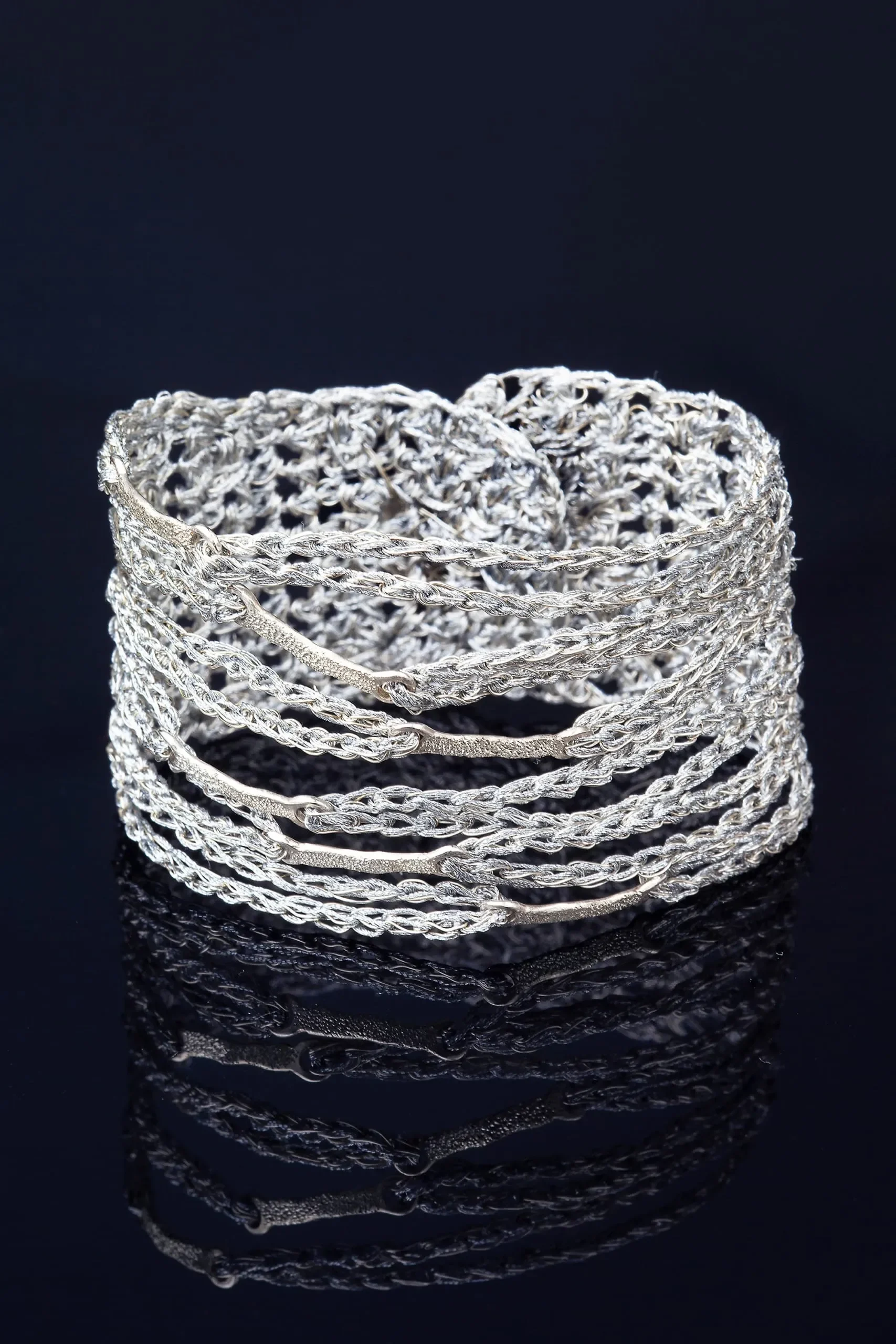 Handmade Jewellery | Crochet knit silver bracelet gallery 2