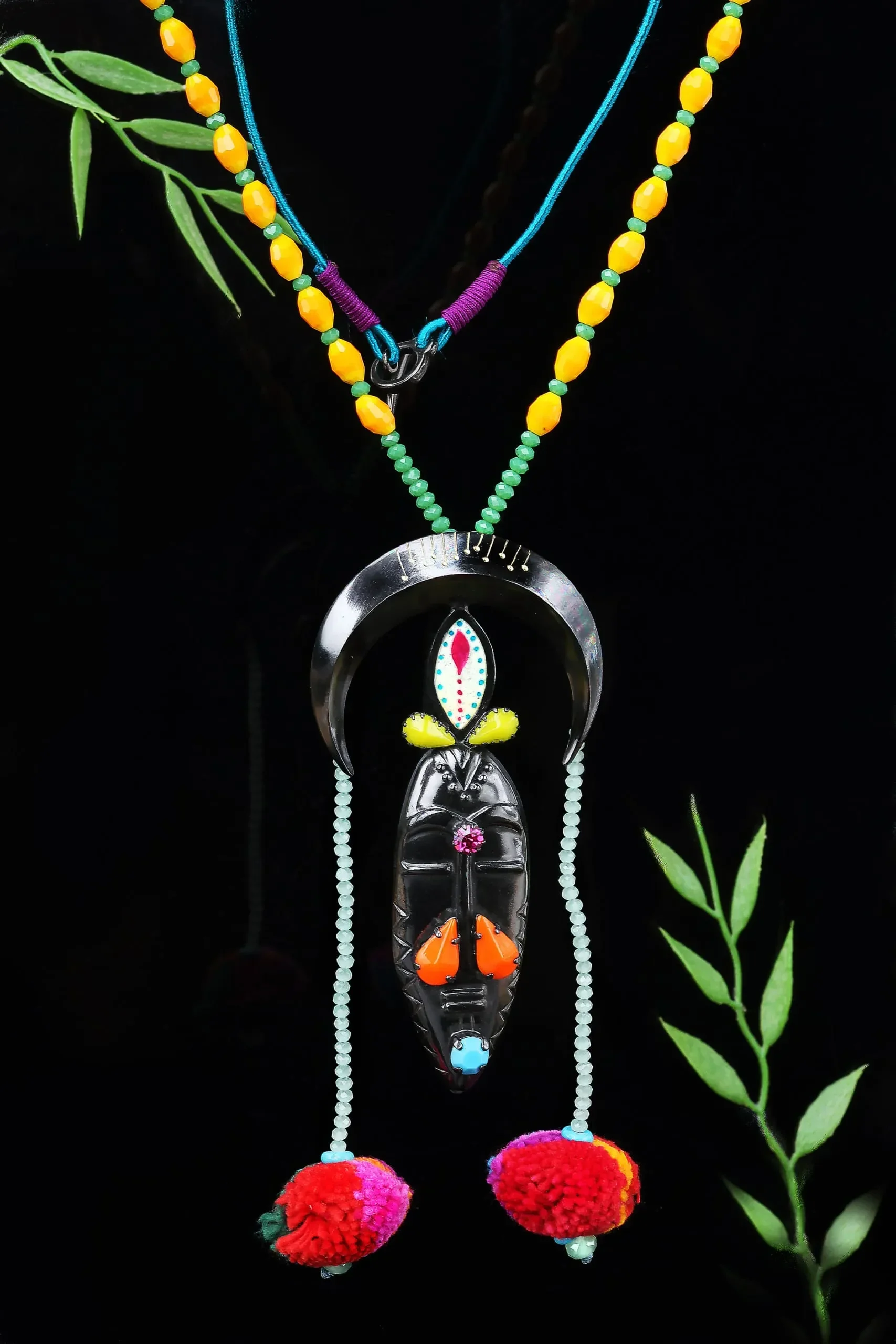 Handmade Jewellery | Handmade African mask colourful necklace gallery 1