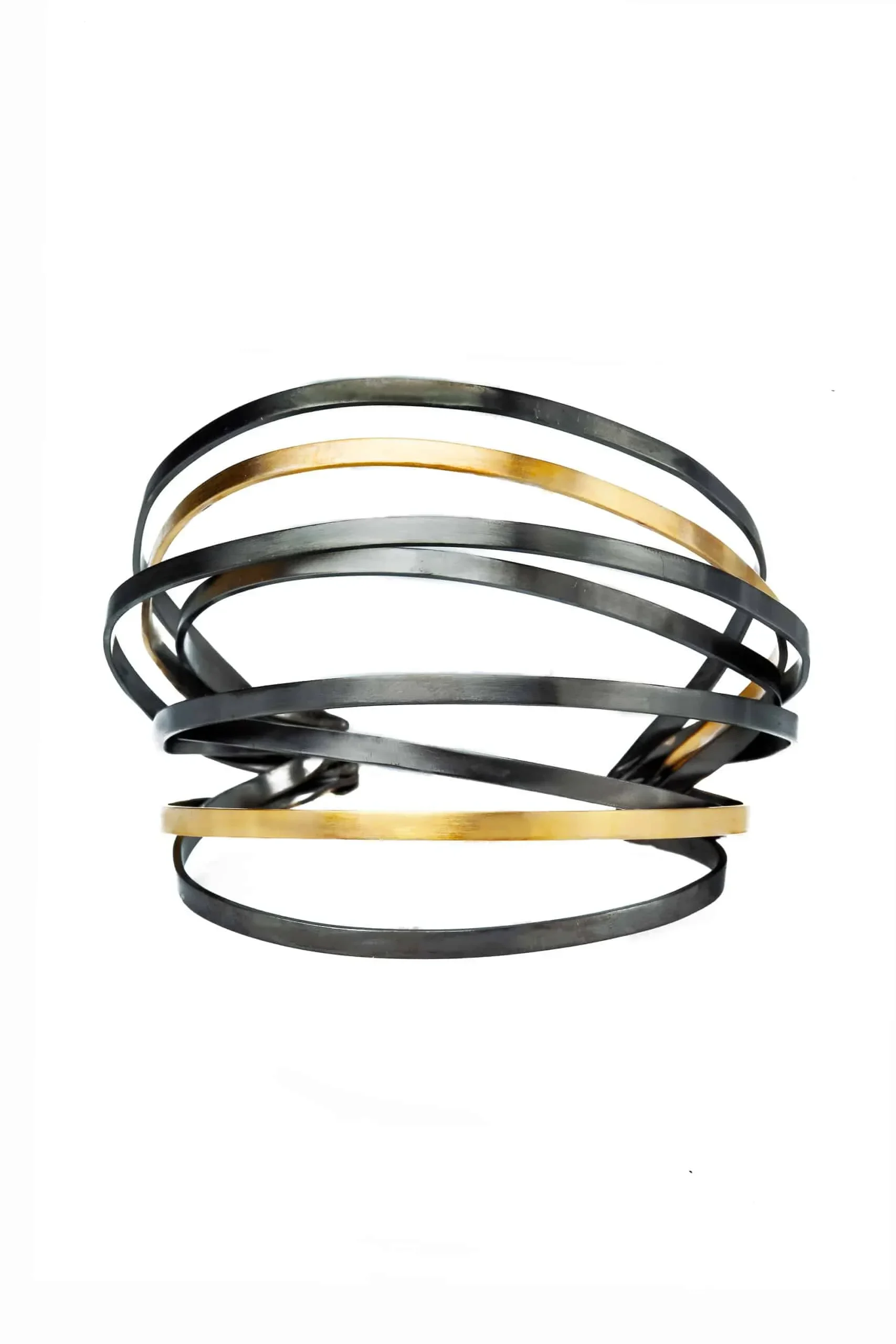 Handmade Jewellery | Rays minimal black bronze bracelet and gold plated details gallery 4