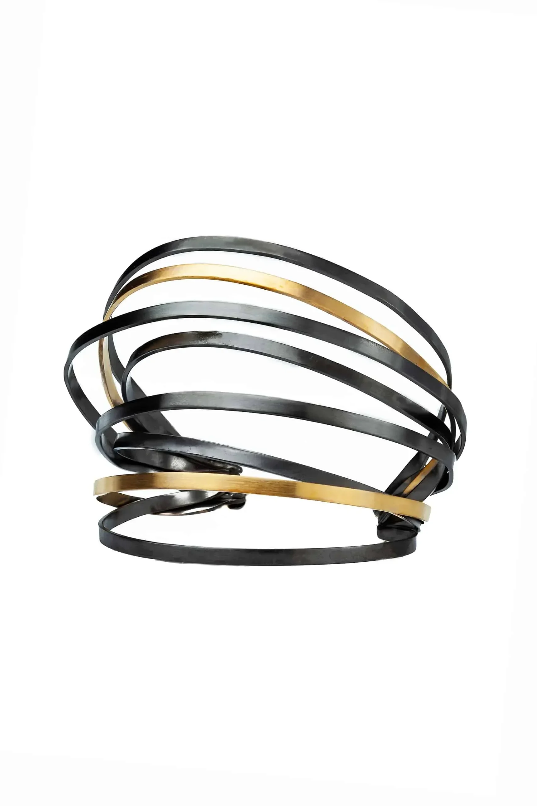 Handmade Jewellery | Rays minimal black bronze bracelet and gold plated details gallery 3