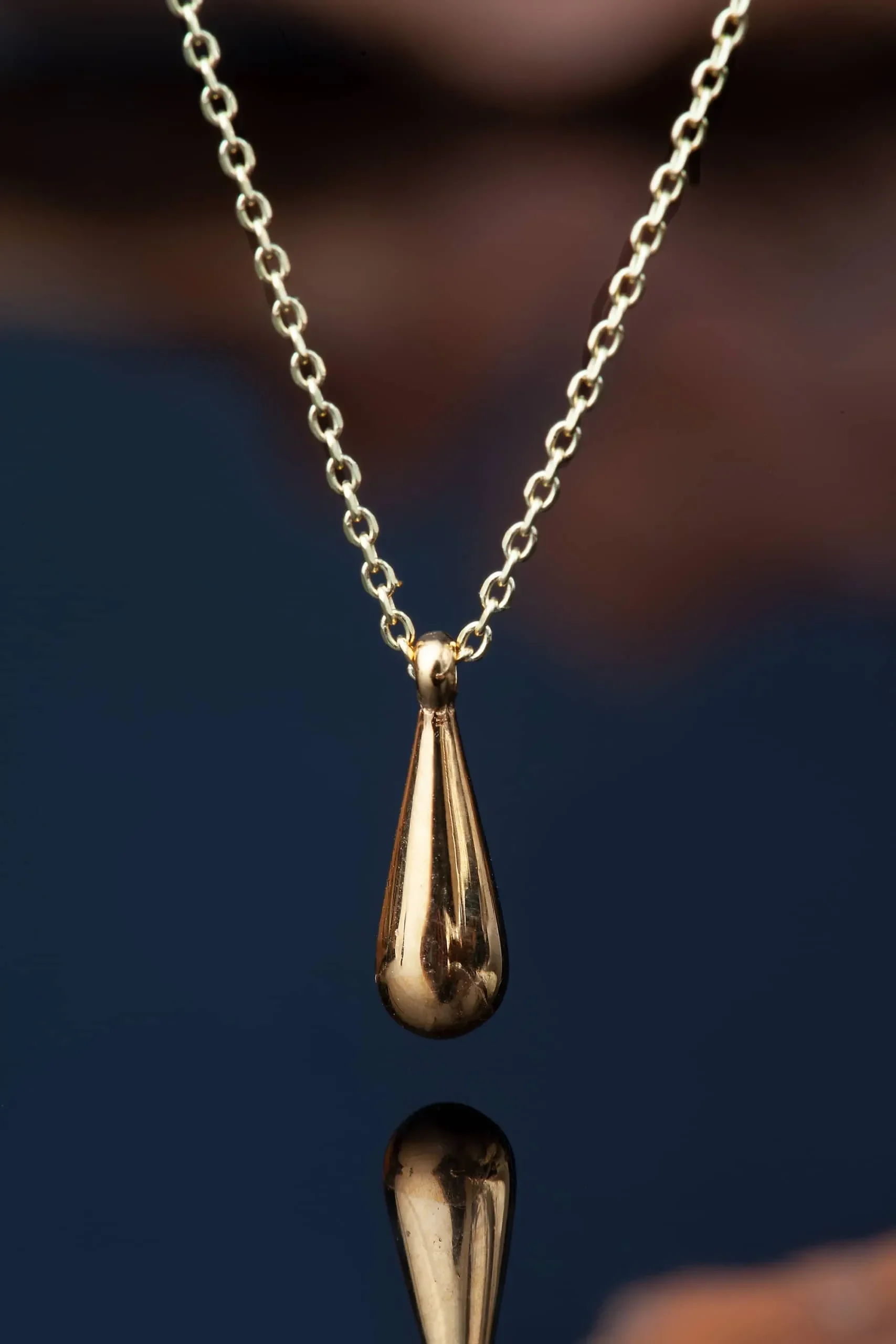 Handmade Jewellery | Drop gold plated silver pendant gallery 1