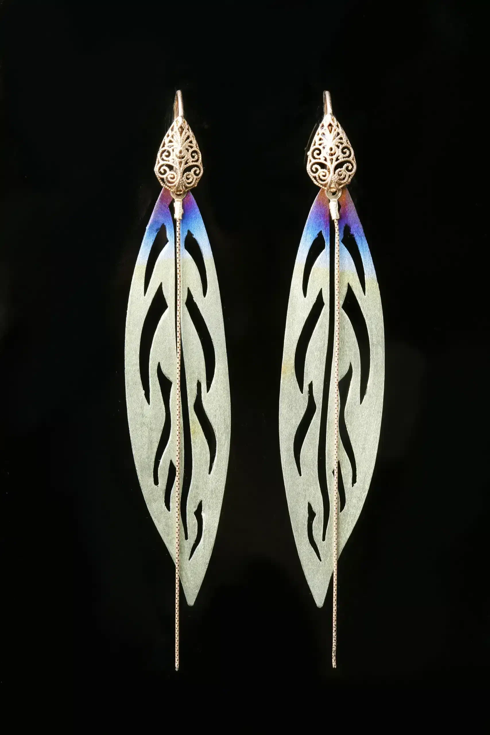 Handmade Jewellery | Titanium and gold plated silver earrings gallery 2