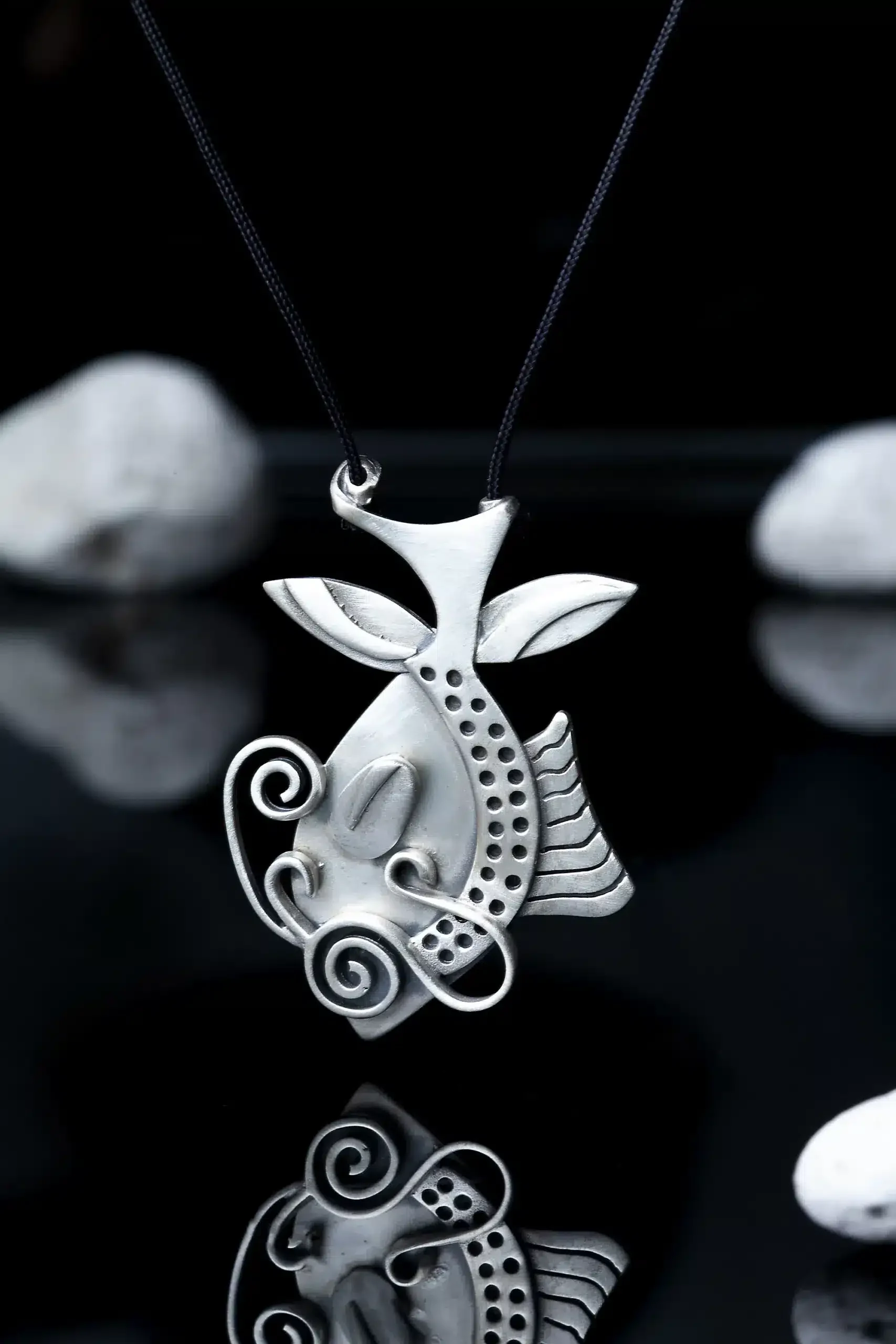 Handmade Jewellery | Fish oxidized silver necklace gallery 1