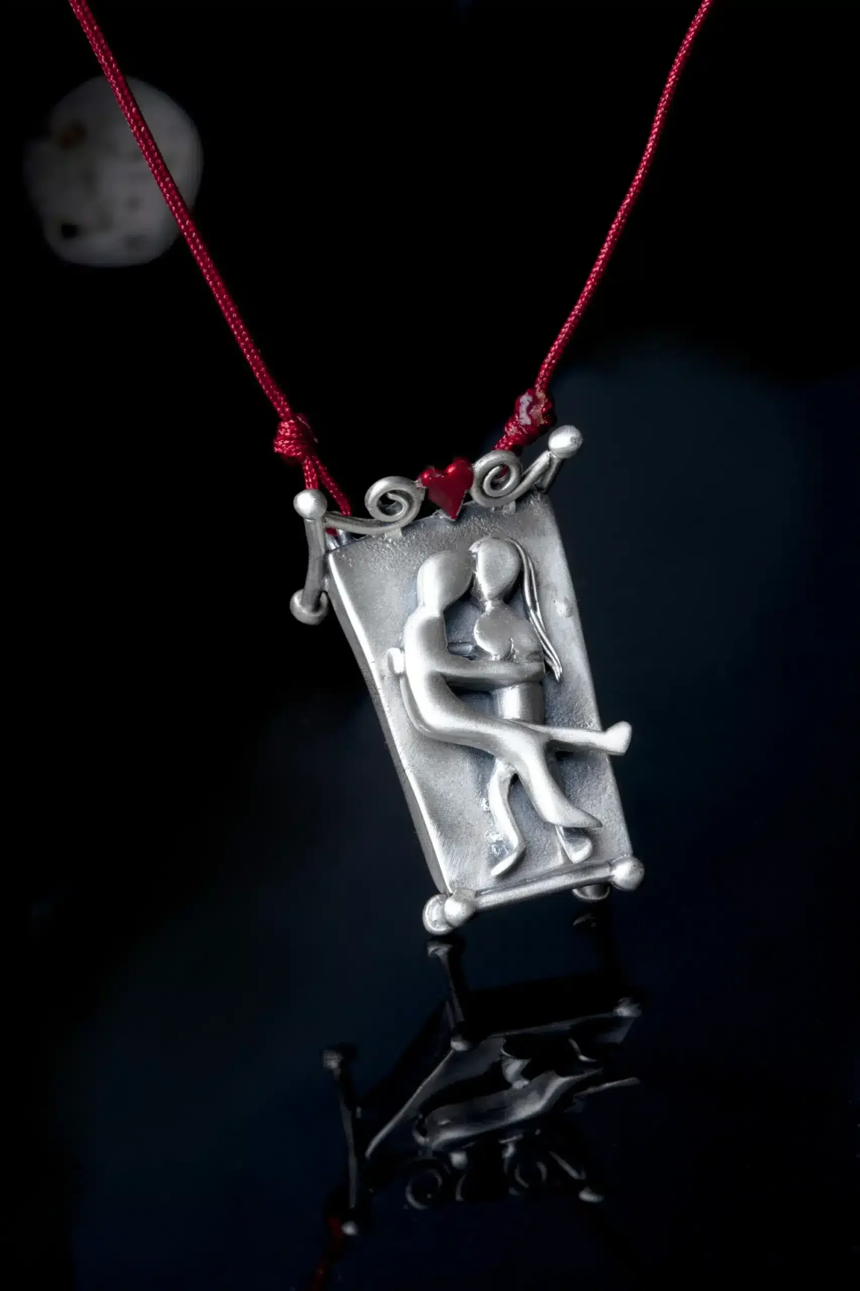 Handmade Jewellery | Lovers silver necklace with enamel gallery 1