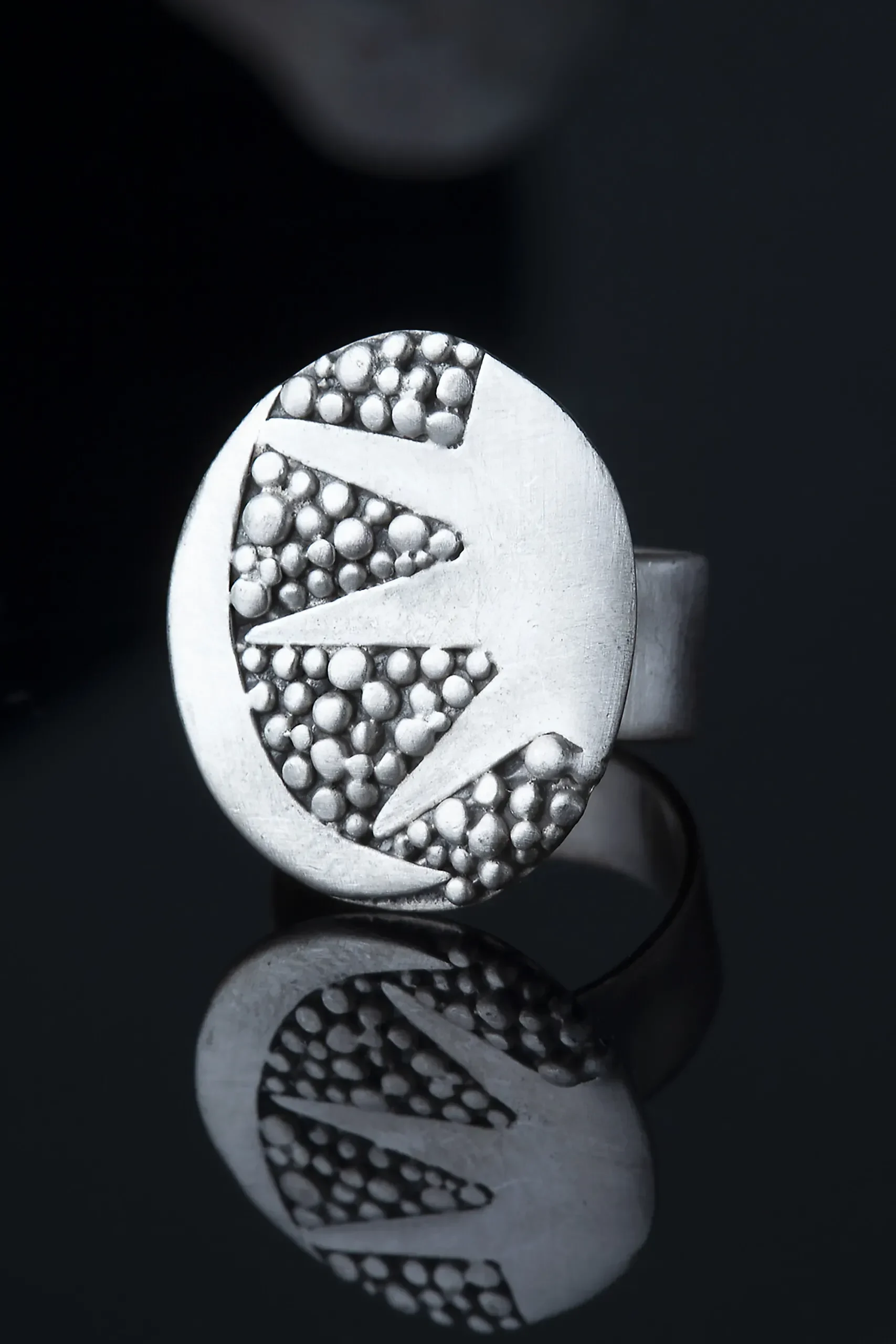 Handmade Jewellery | Sun and moon oxidized silver ring gallery 2