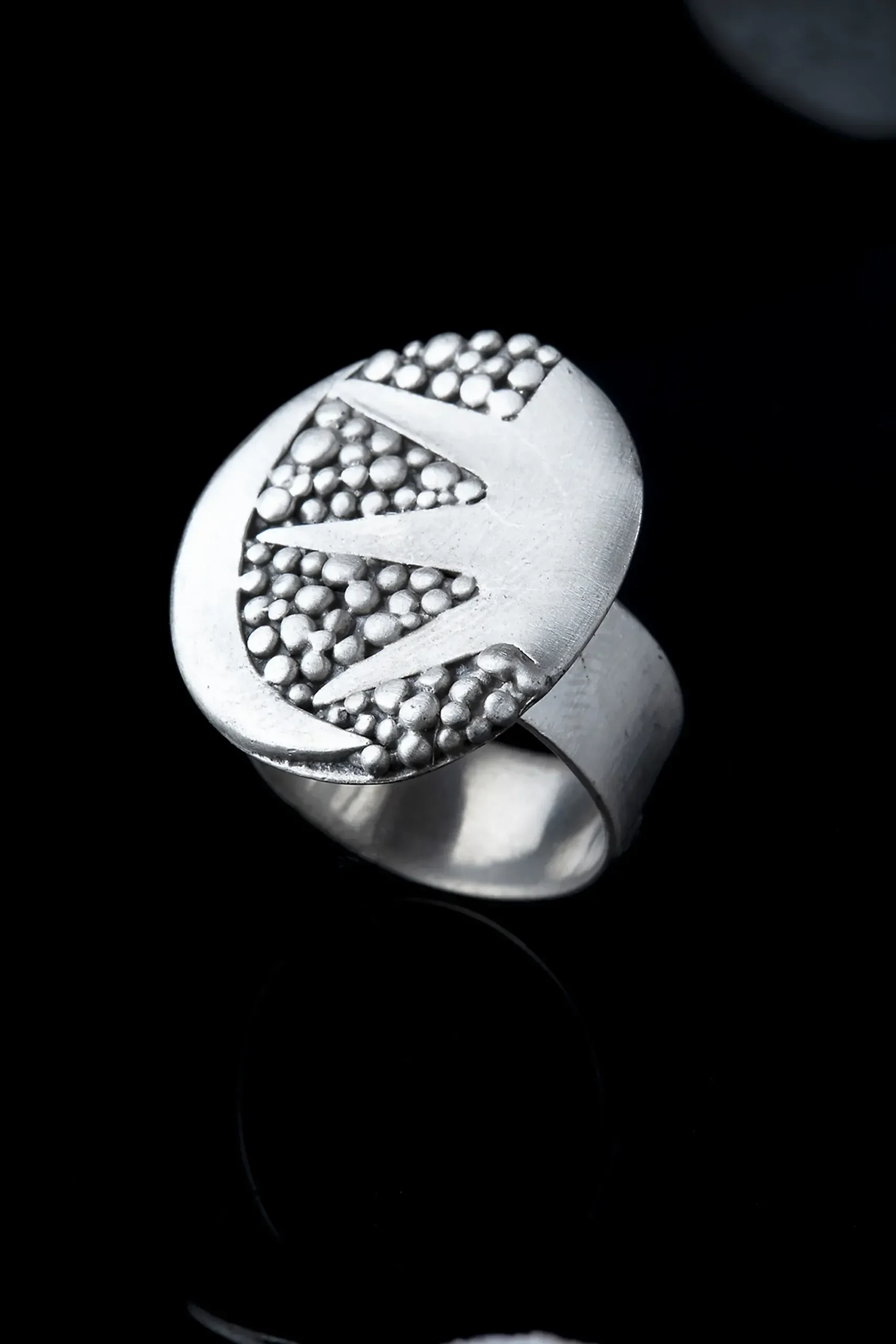 Handmade Jewellery | Sun and moon oxidized silver ring gallery 1