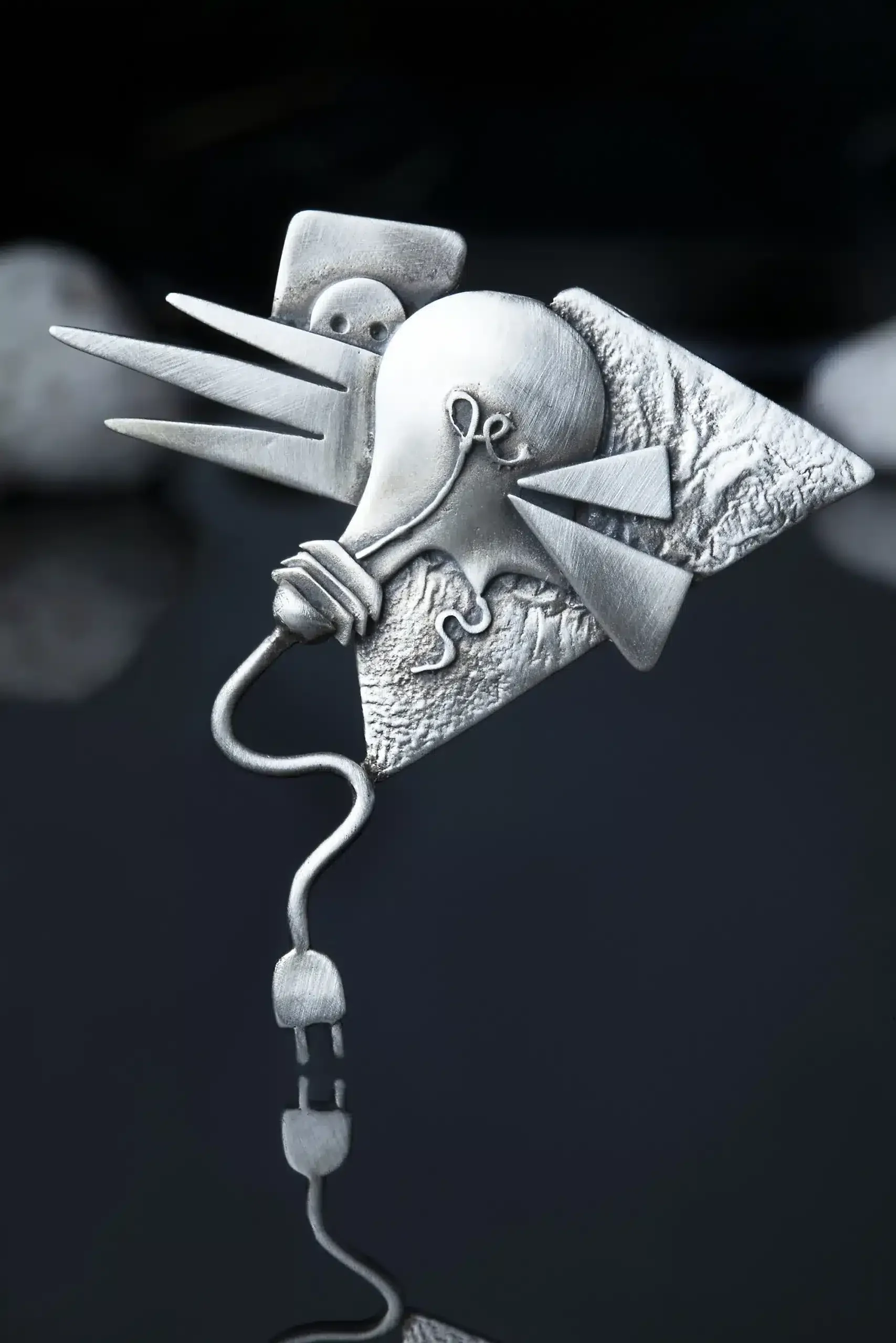 Handmade Jewellery | Bulb oxidized silver brooch gallery 1