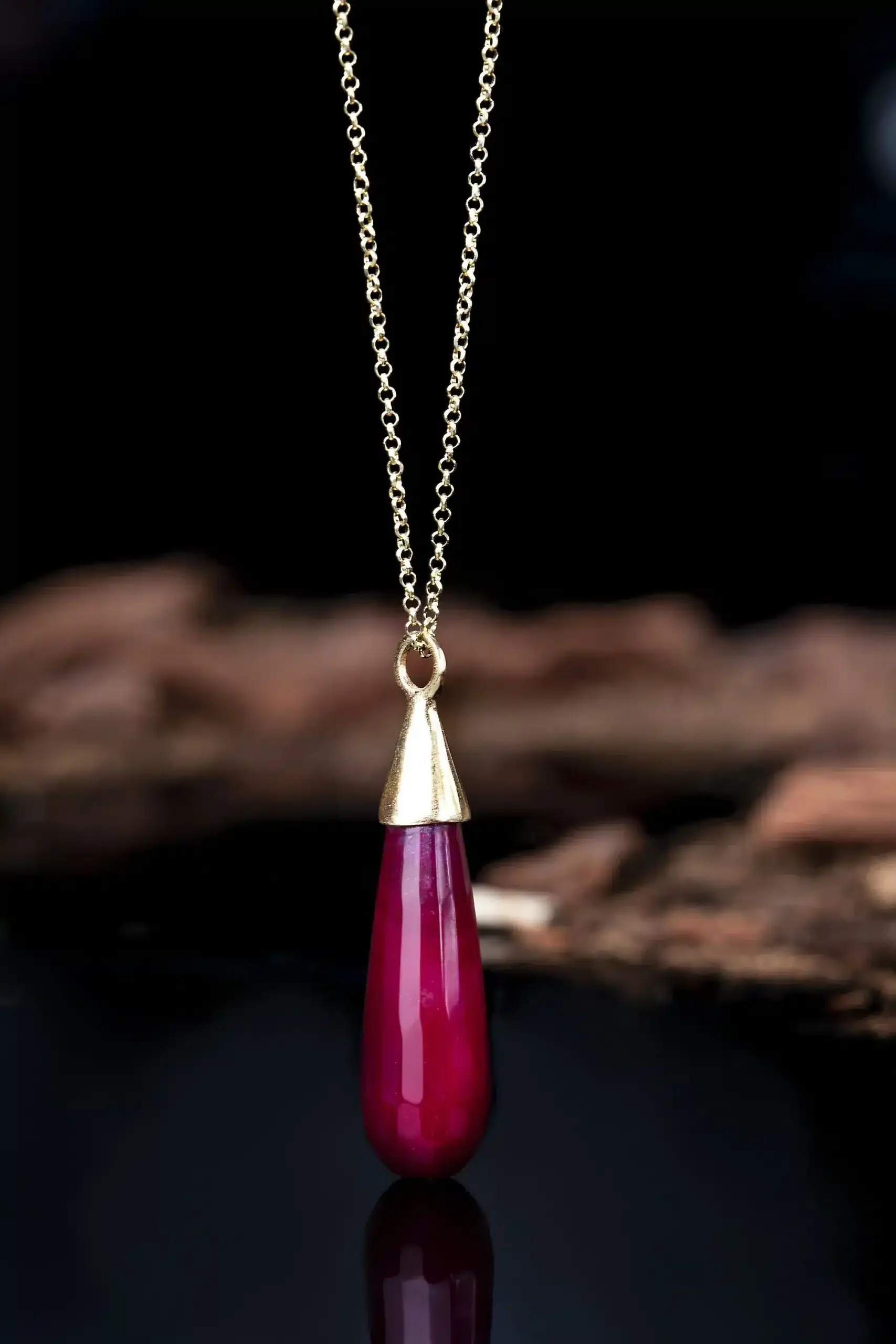 Handmade Jewellery | Gold plated silver long necklace with quartz gallery 1