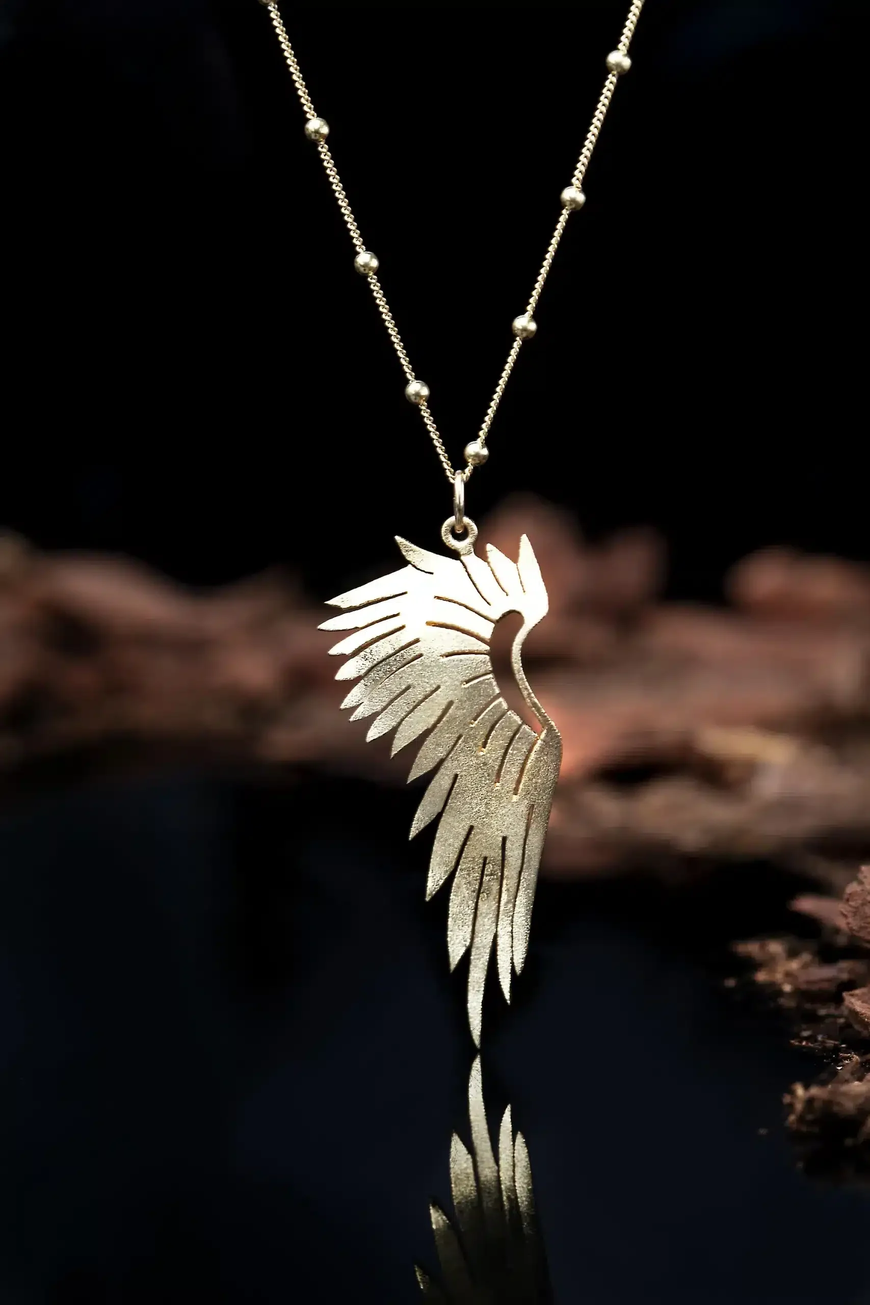 Handmade Jewellery | Angel wing gold plated silver necklace gallery 1