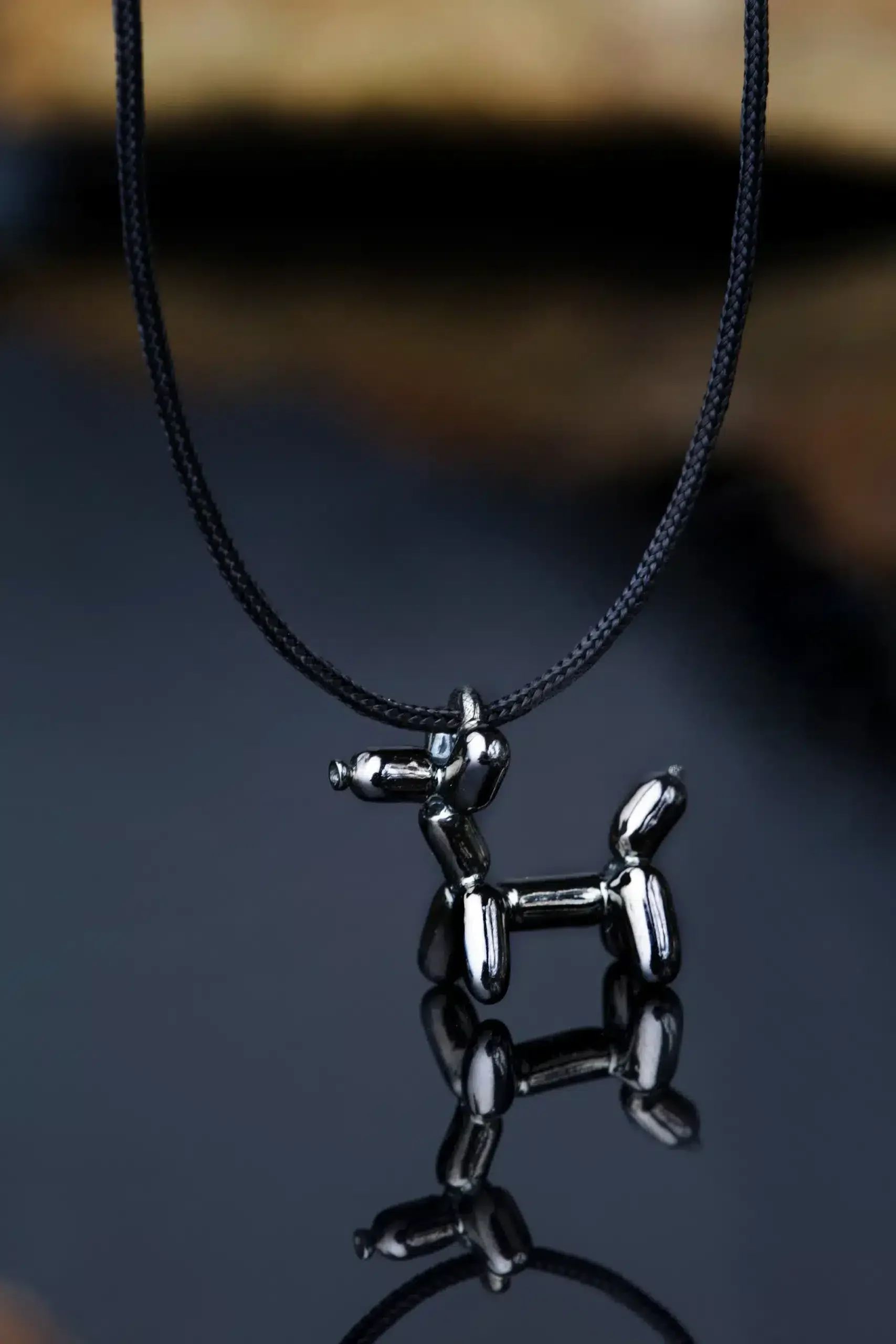 Handmade Jewellery | Balloon dog black rhodium plated silver necklace gallery 1