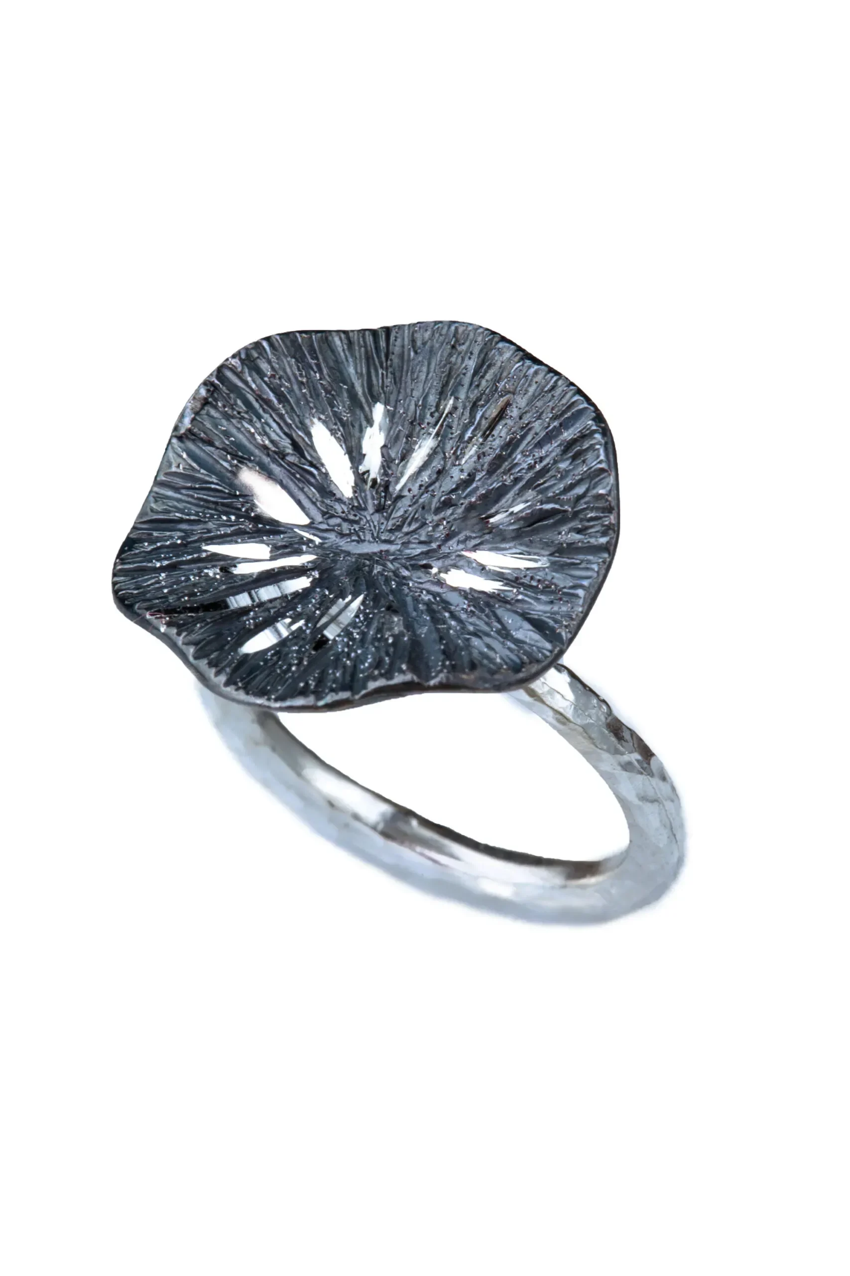 Handmade Jewellery | Round textured silver ring main