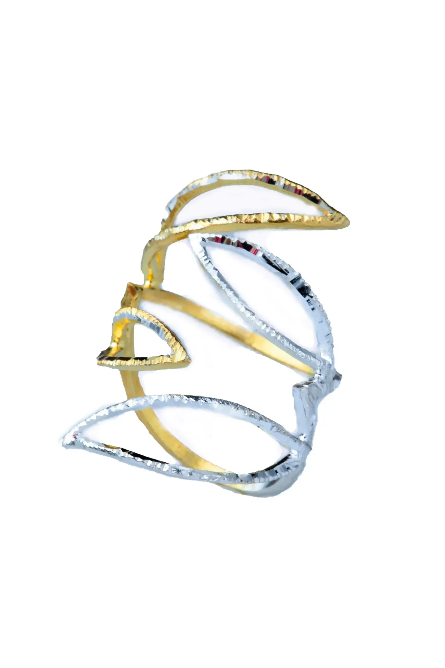 Handmade Jewellery | Leaf gold and rhodium plated silver ring main