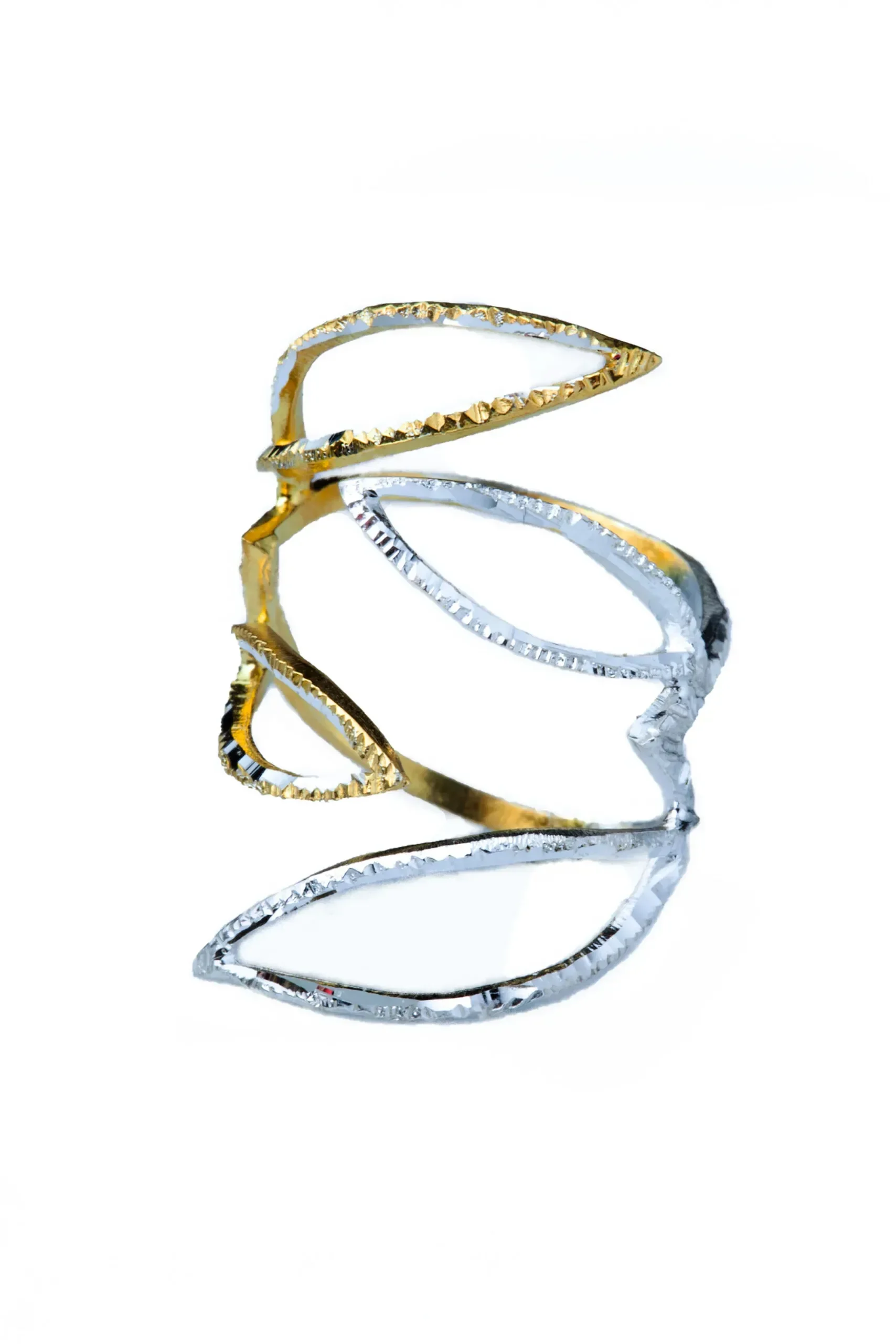 Handmade Jewellery | Leaf gold and rhodium plated silver ring gallery 1