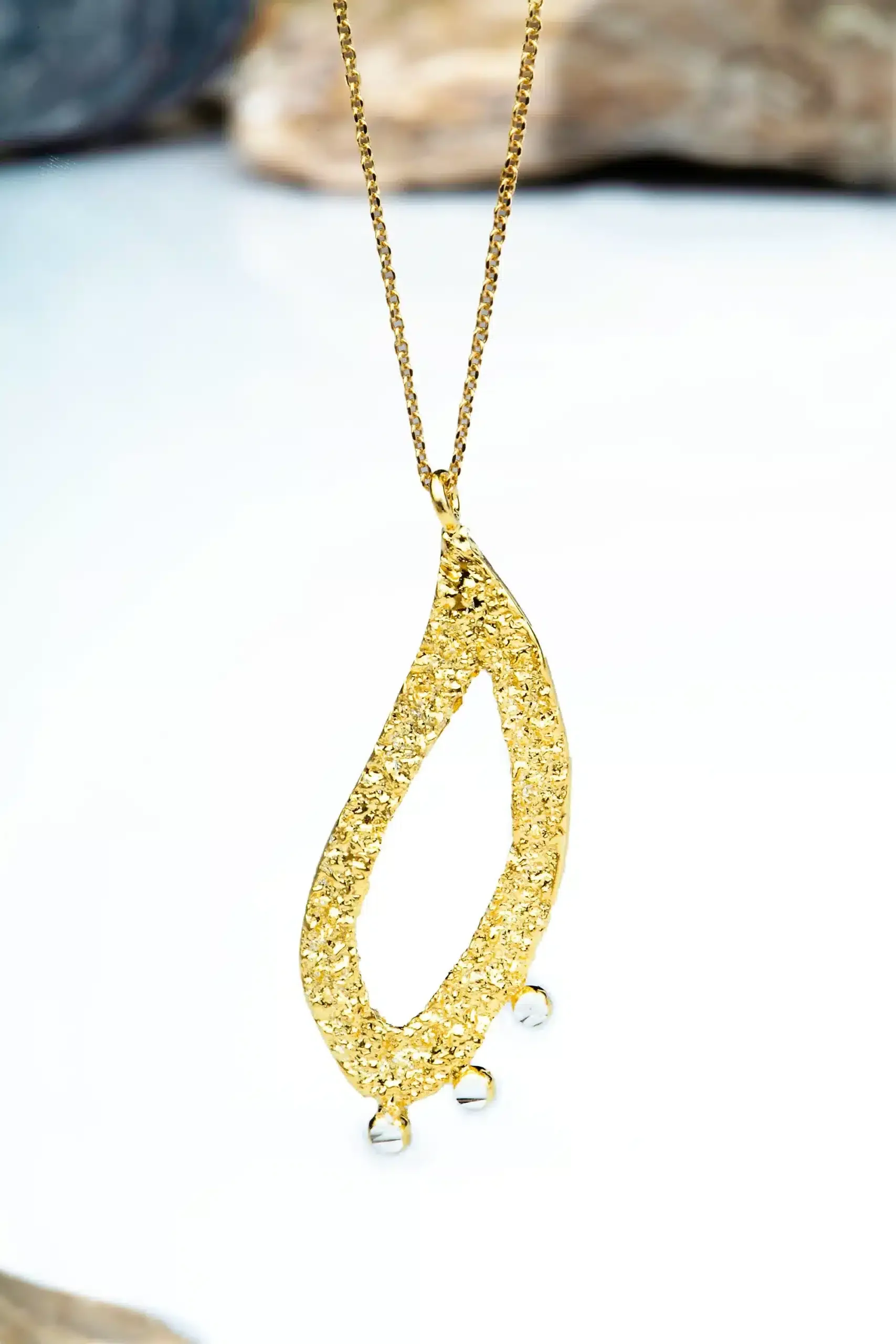 Handmade Jewellery | Silver textured gold plated pendant main