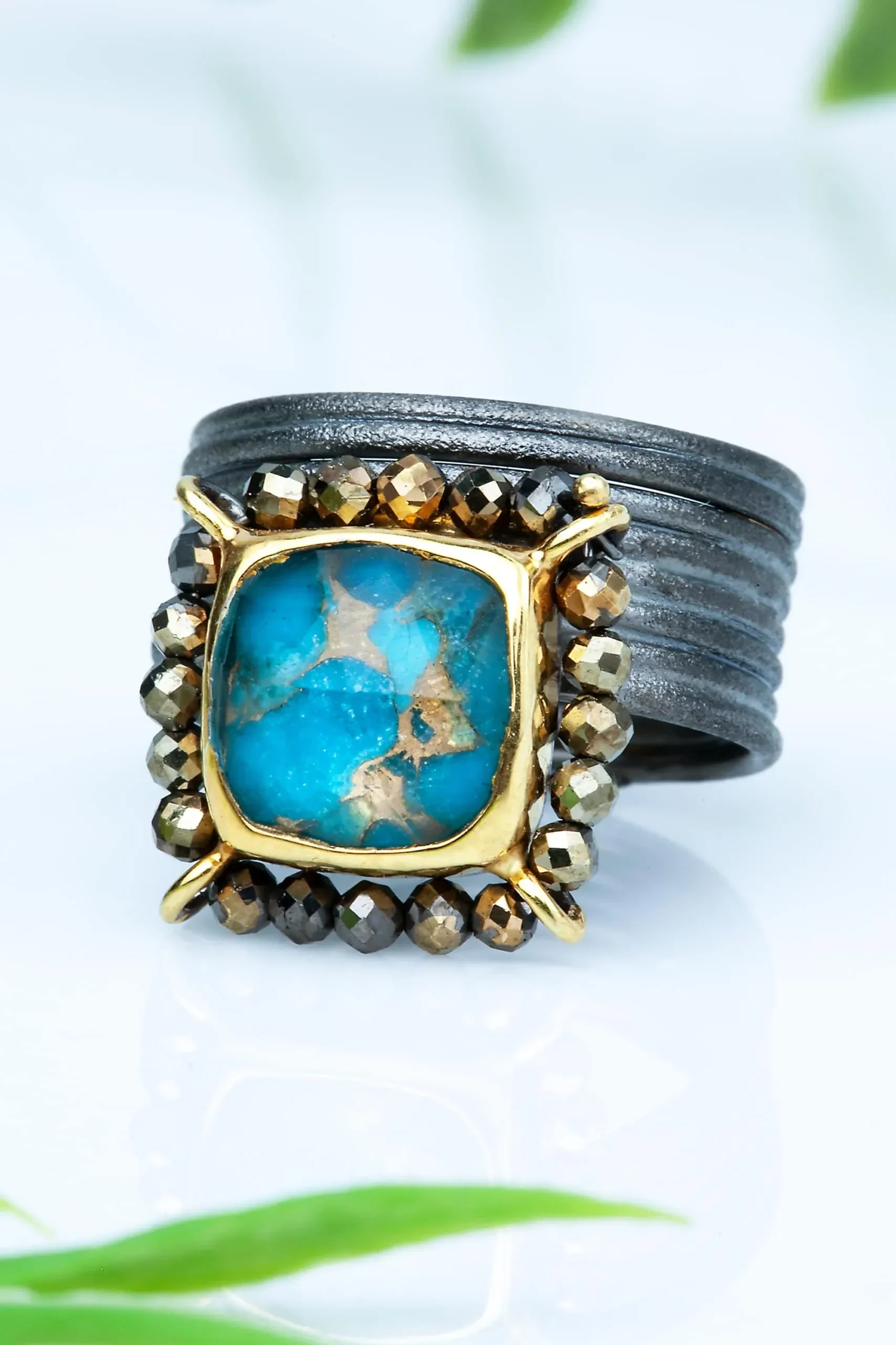 Handmade Jewellery | Turquoise black rhodium plated silver ring gallery 1