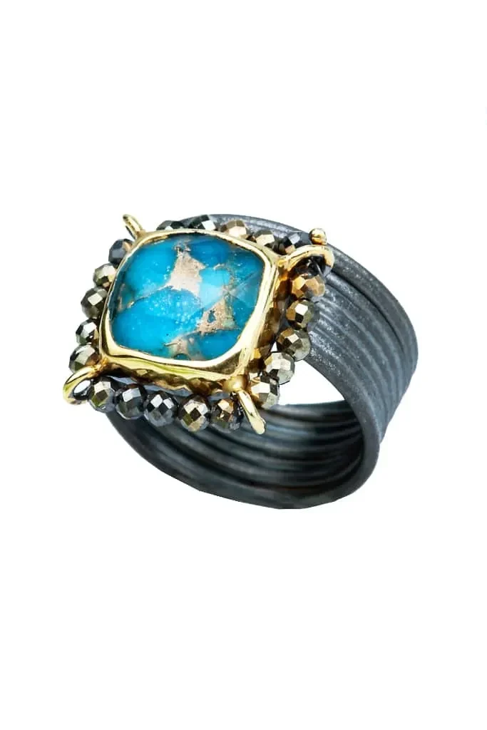 Handmade Jewellery | Turquoise black rhodium plated silver ring main