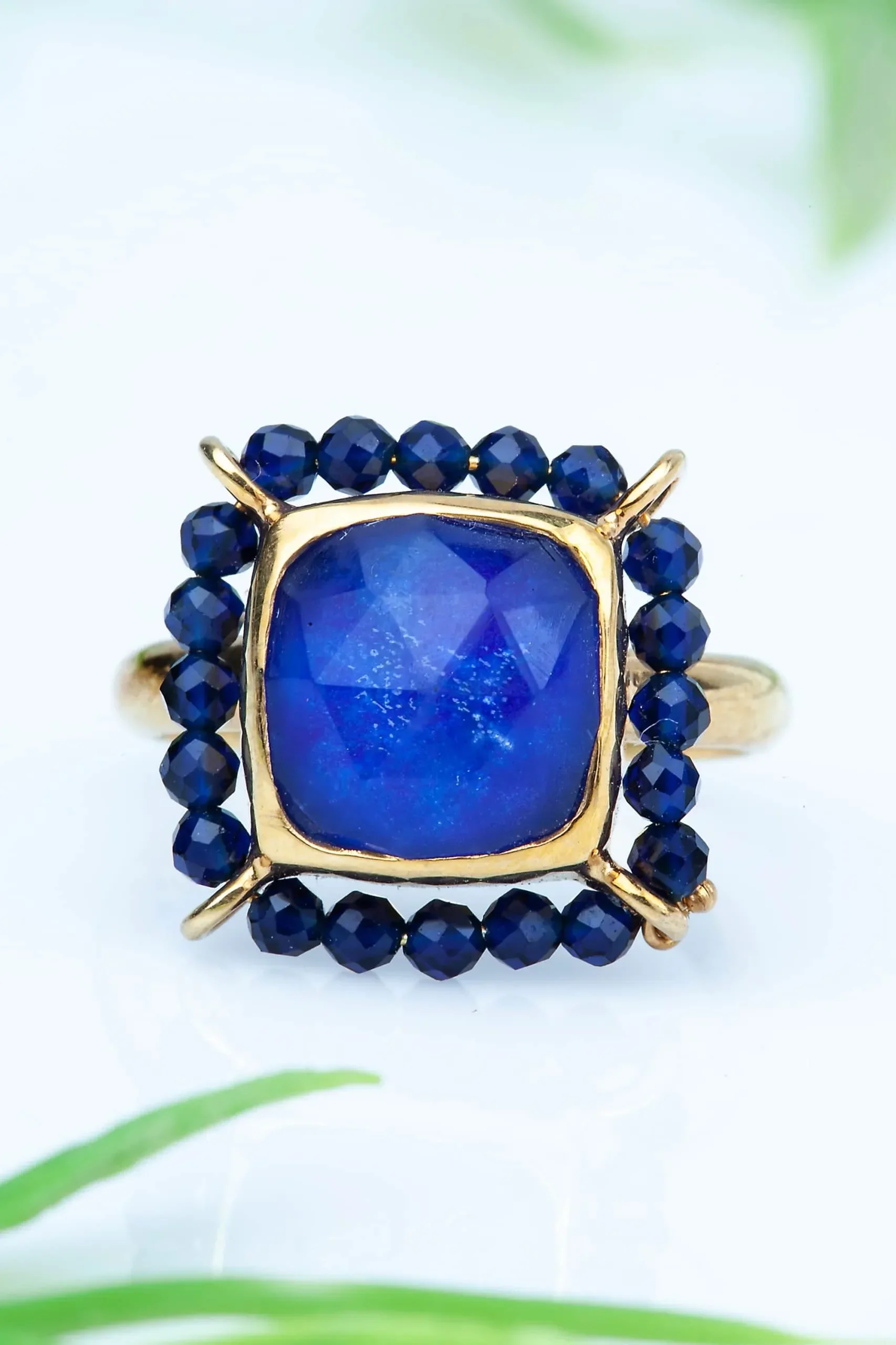 Handmade Jewellery | Lapis lazuli gold plated silver ring gallery 1